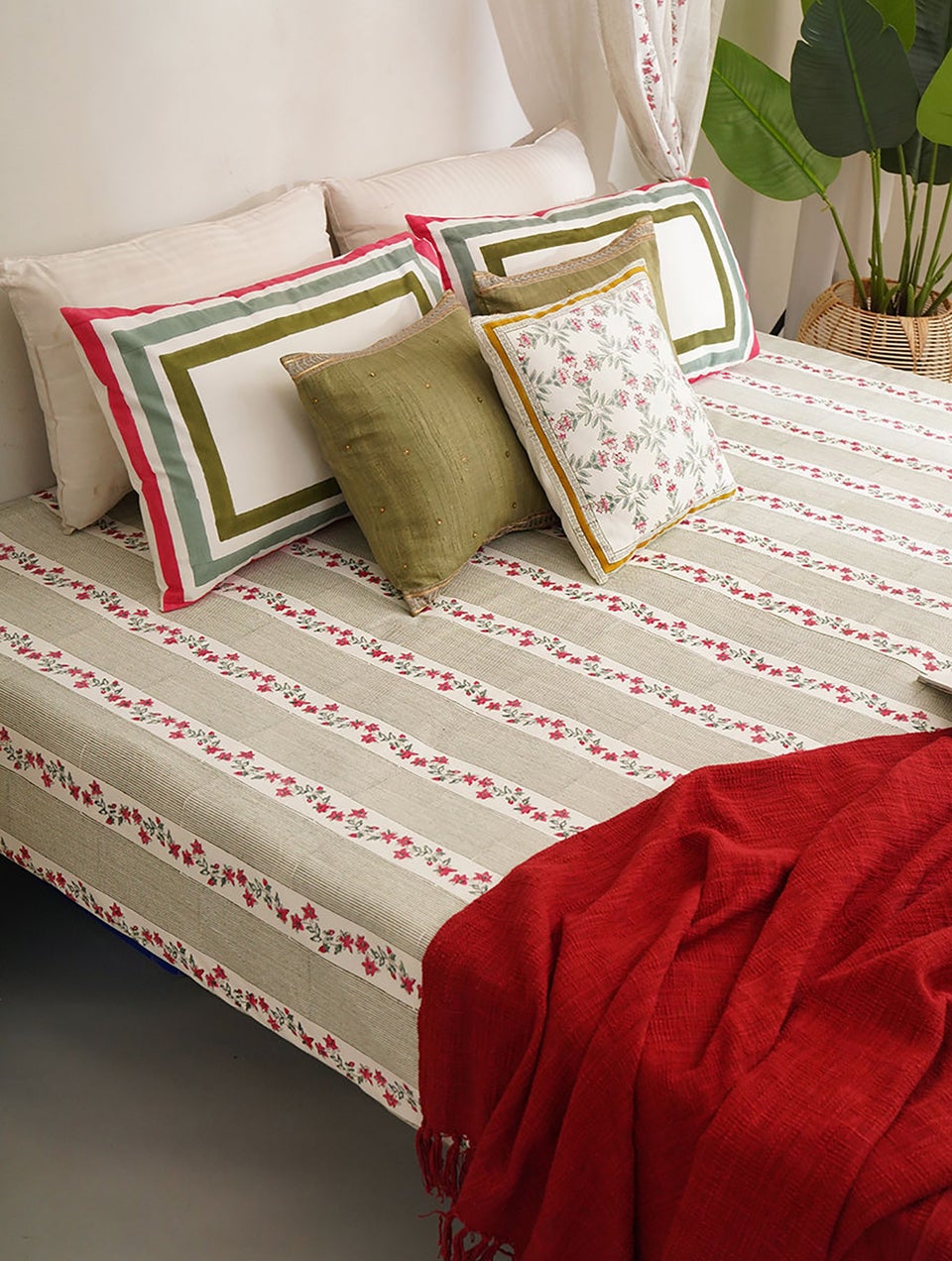 Handblock Printed Cotton Bedsheet With Pillow Covers