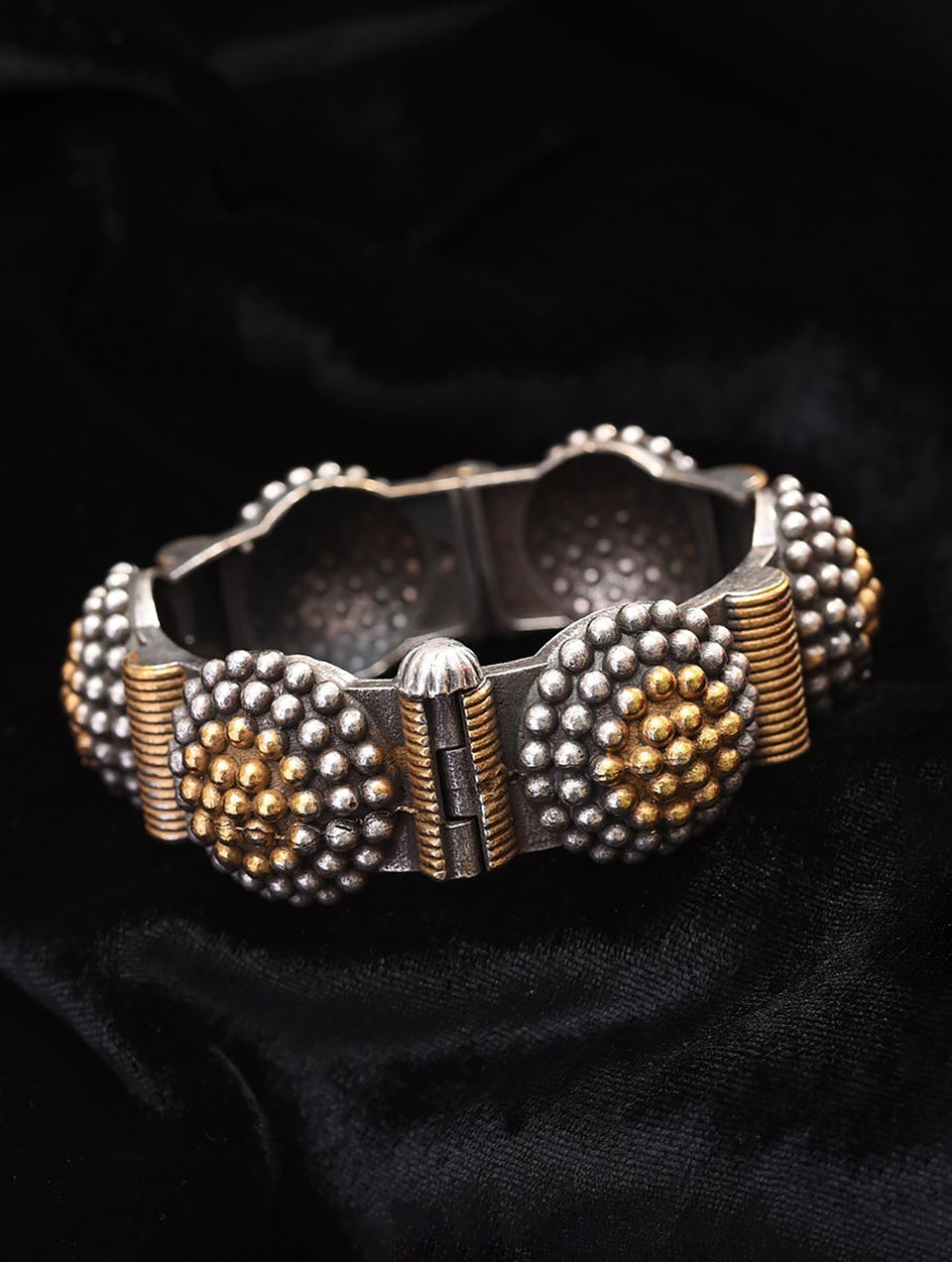 Women Dual Tone Tribal Openable Bangle