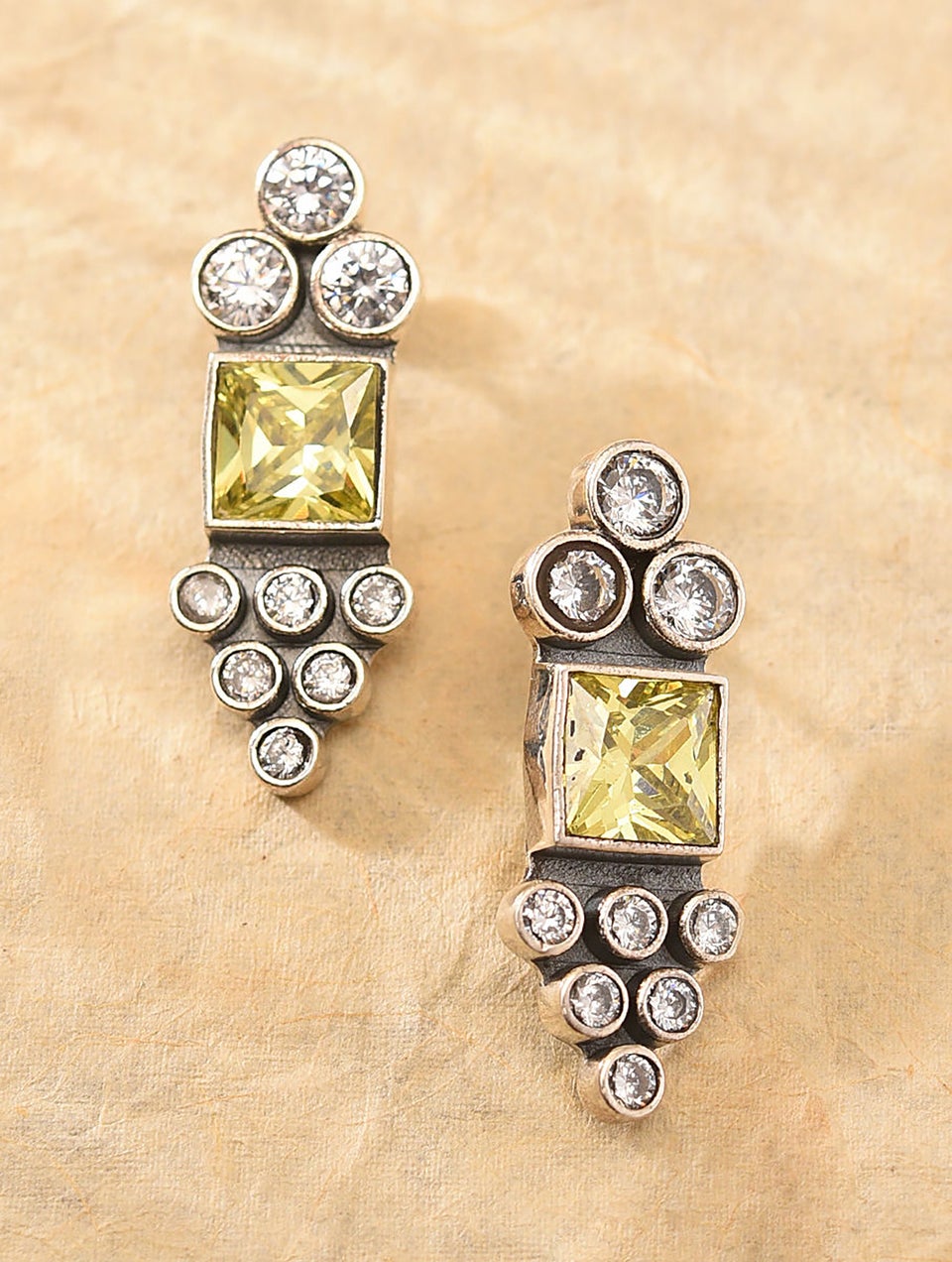Women Yellow Sterling Silver Earrings With Zircon