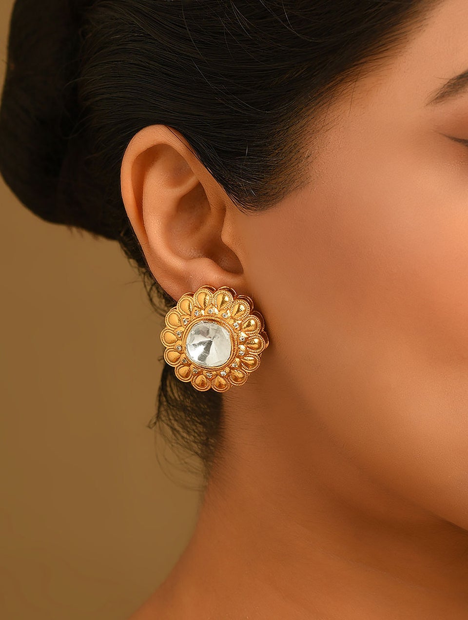 Women Gold Tone Kundan Earrings