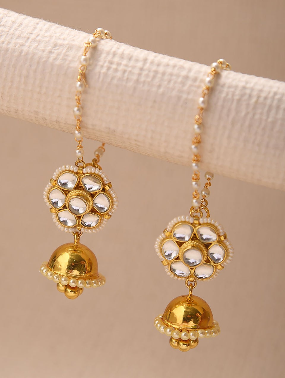 Women Gold Push Back Brass Jhumki