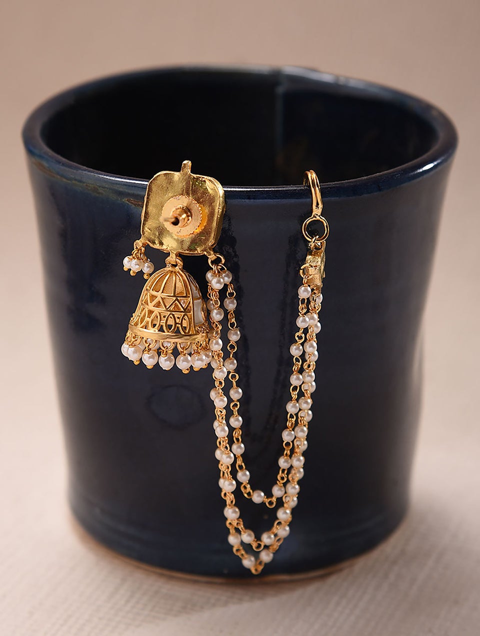 Women Gold Push Back Brass Jhumki
