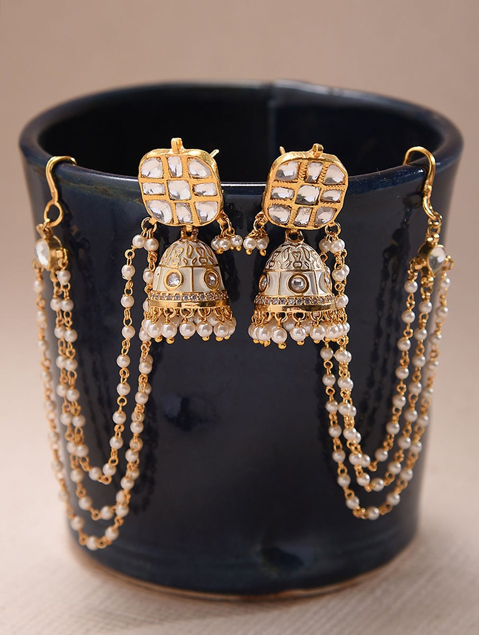 Women Gold Push Back Brass Jhumki