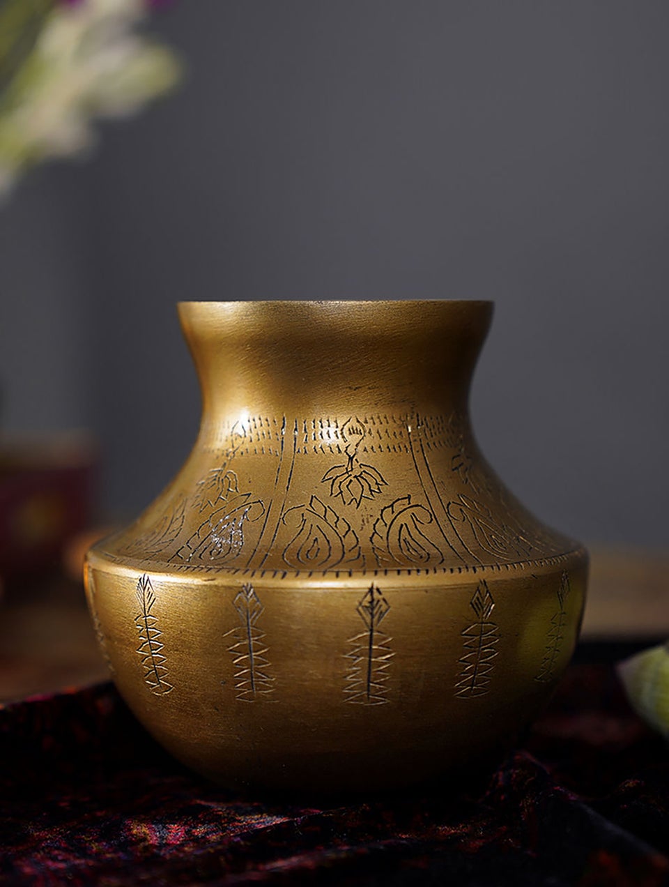 Hand-Engraved Golden Lota