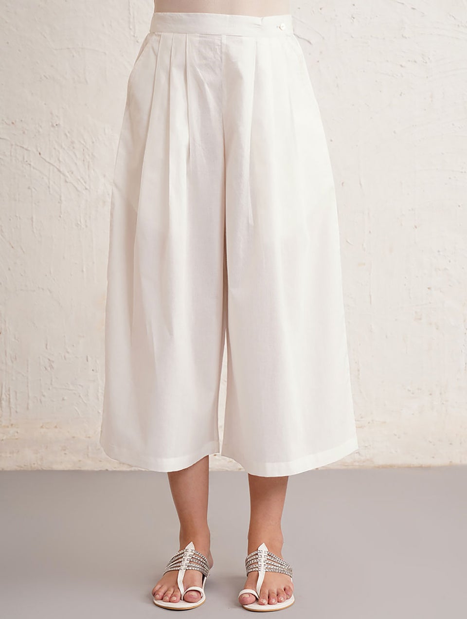 Ivory Elasticated Waist Cotton Culotte - XS
