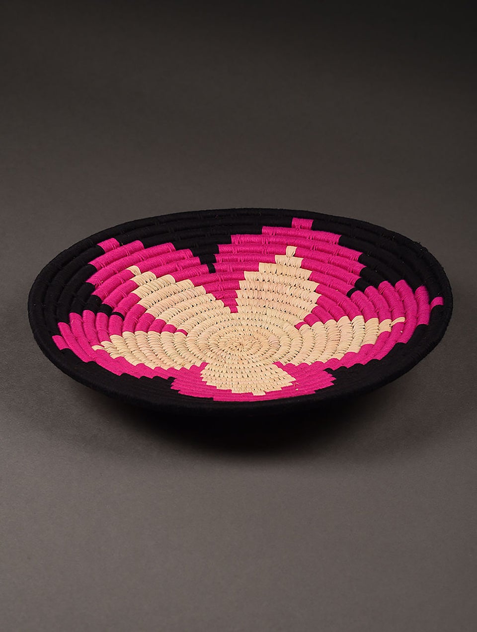 Pink And Black Handwoven Sabai Grass Basket