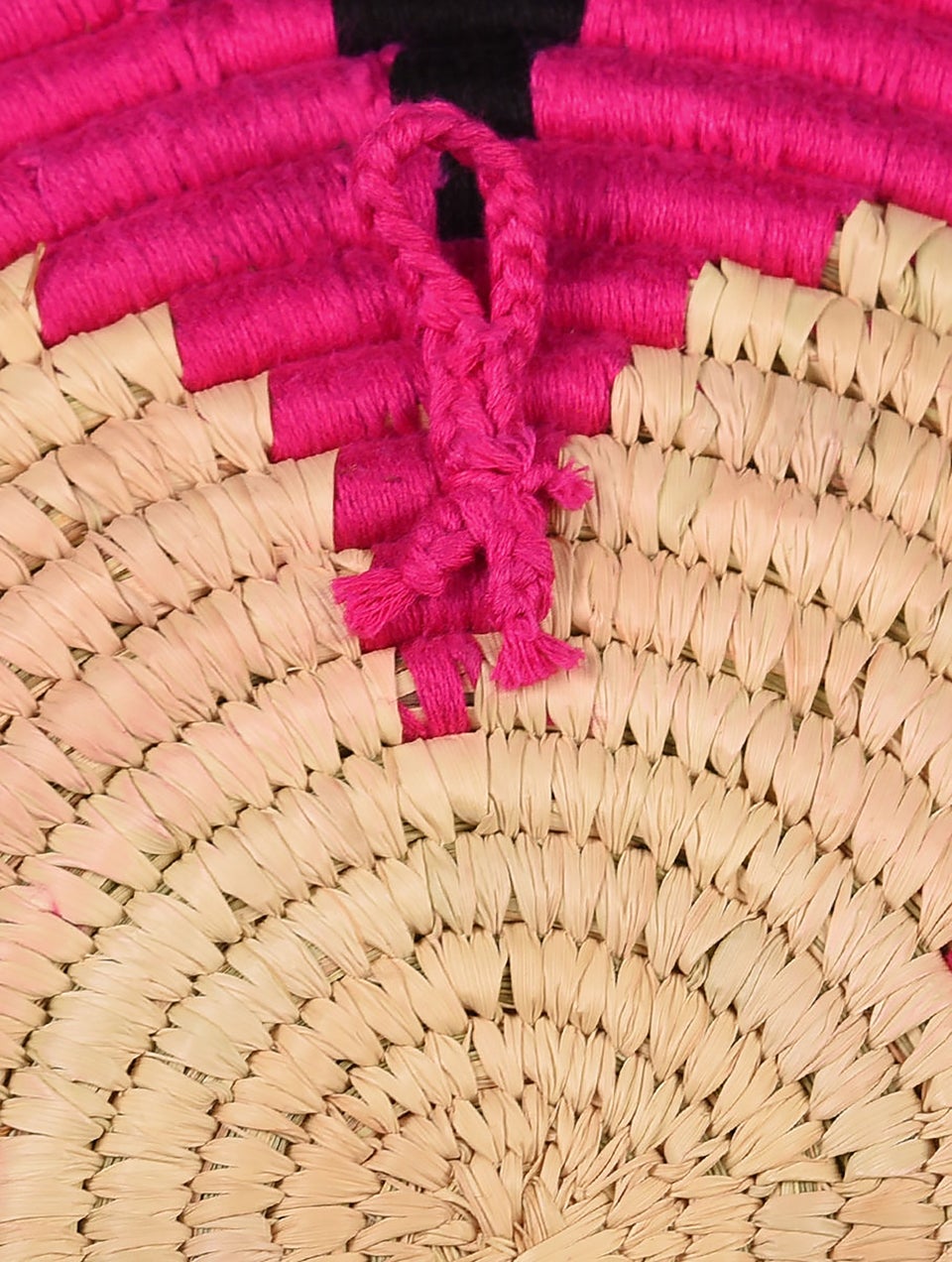 Pink And Black Handwoven Sabai Grass Basket