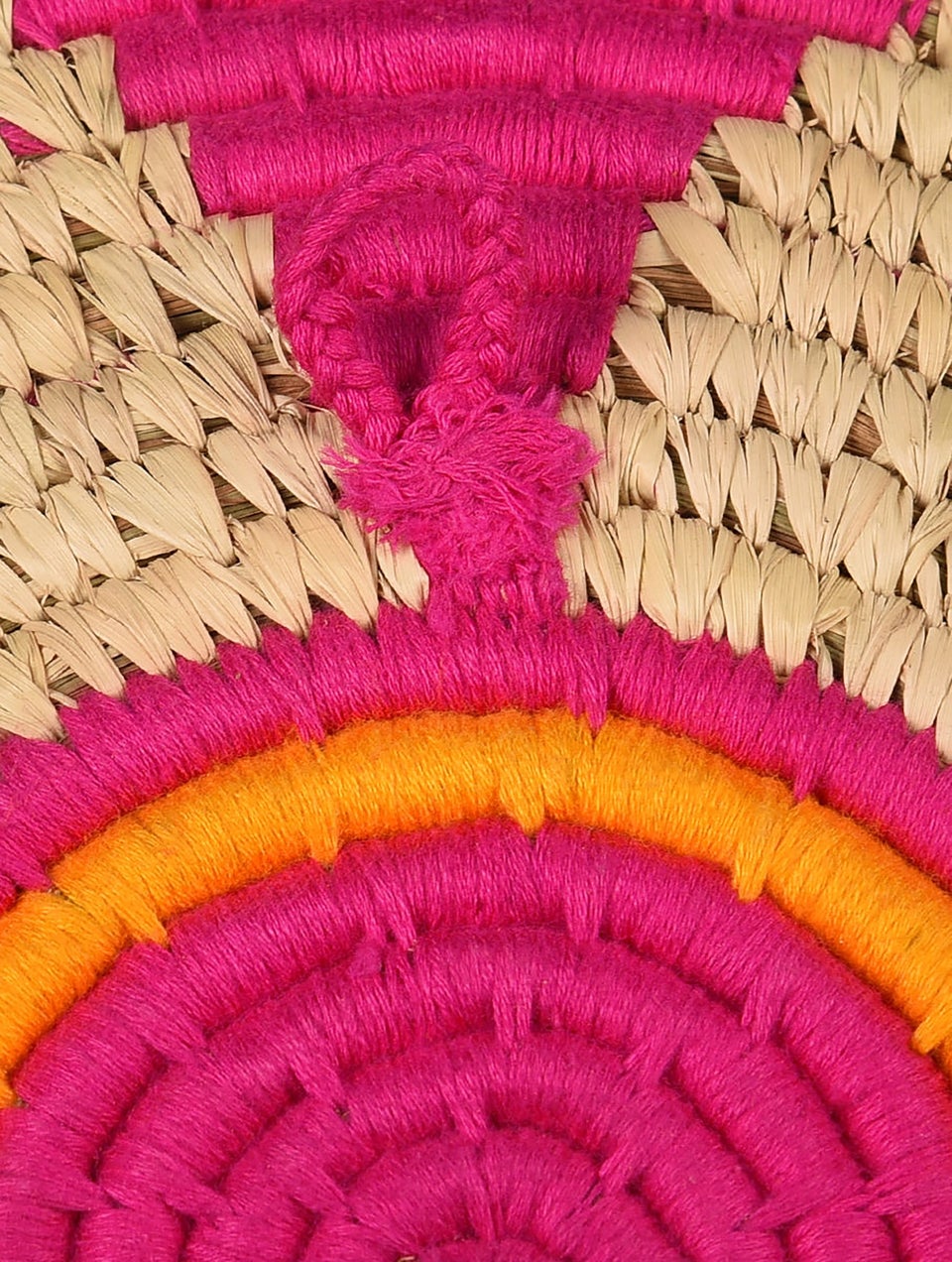 Pink And Yellow Handwoven Sabai Grass Basket