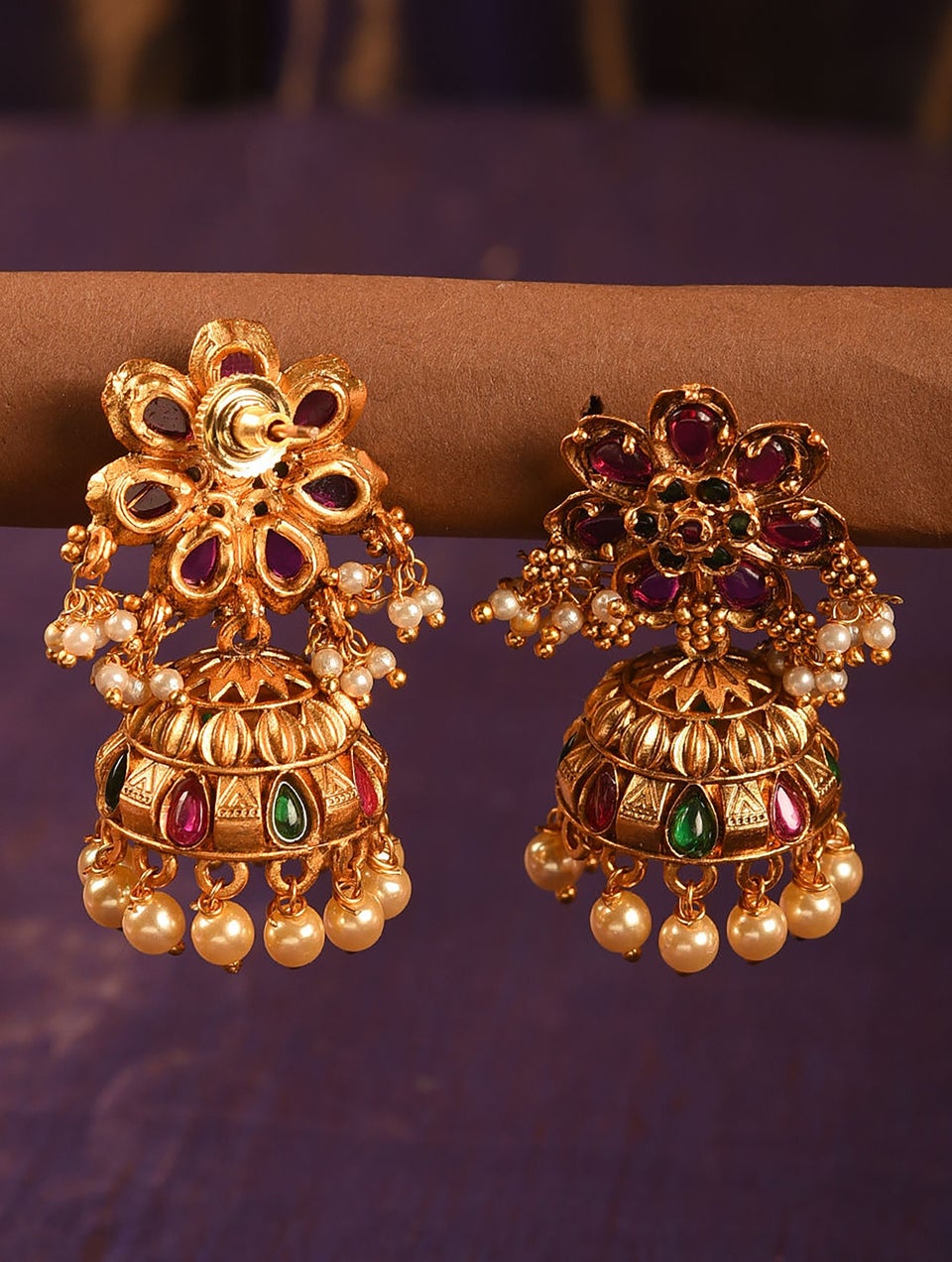Women Gold Push Back Brass Jhumki