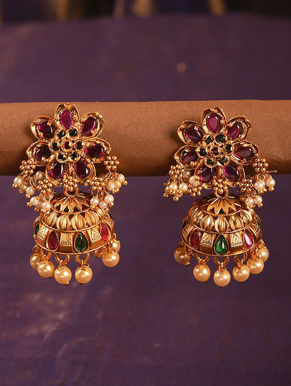 Women Gold Push Back Brass Jhumki