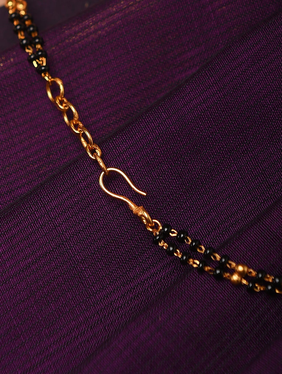 Women Red Gold Tone Temple Mangalsutra Necklace