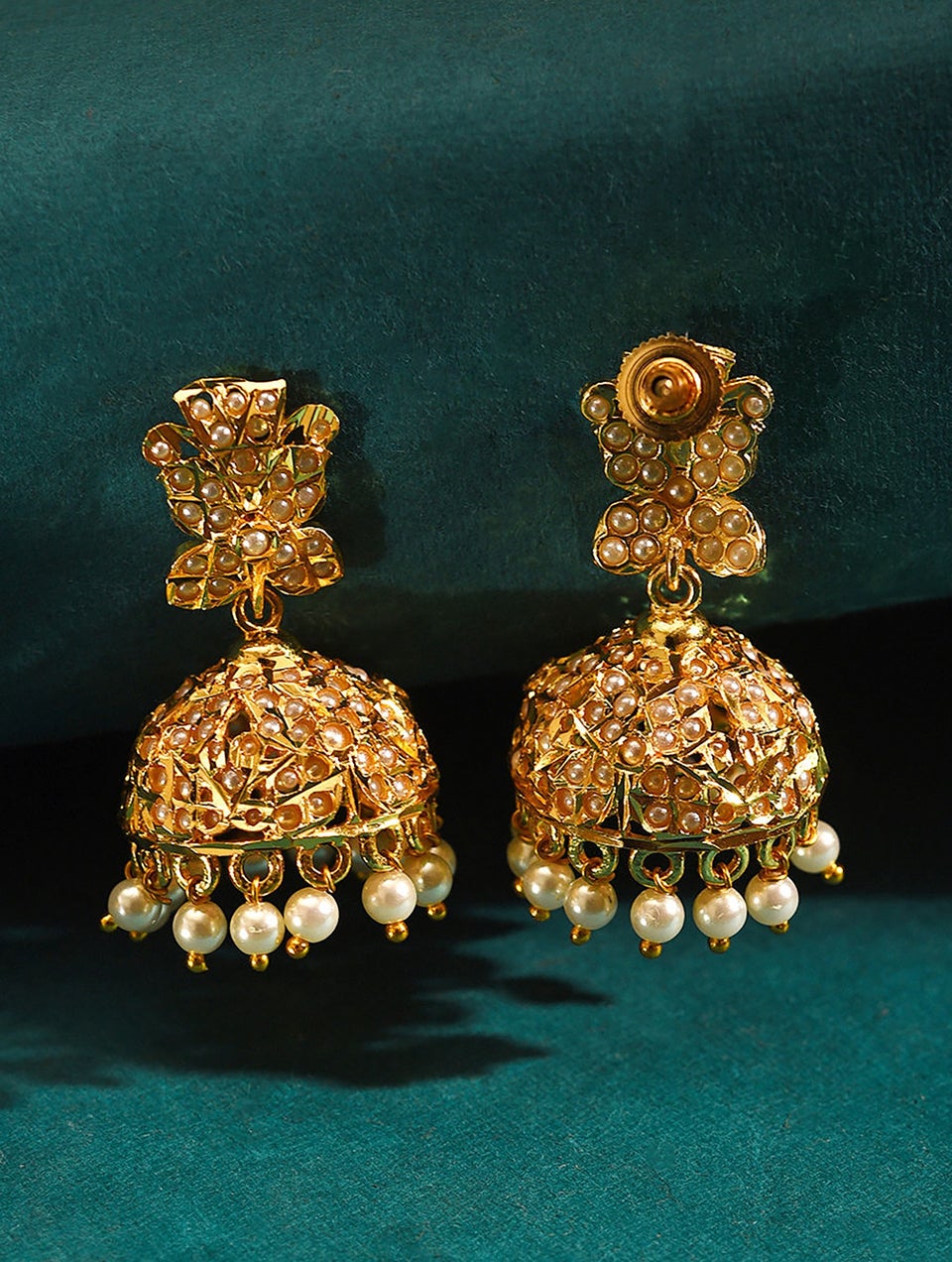 Women Gold Push Back Brass Jhumki
