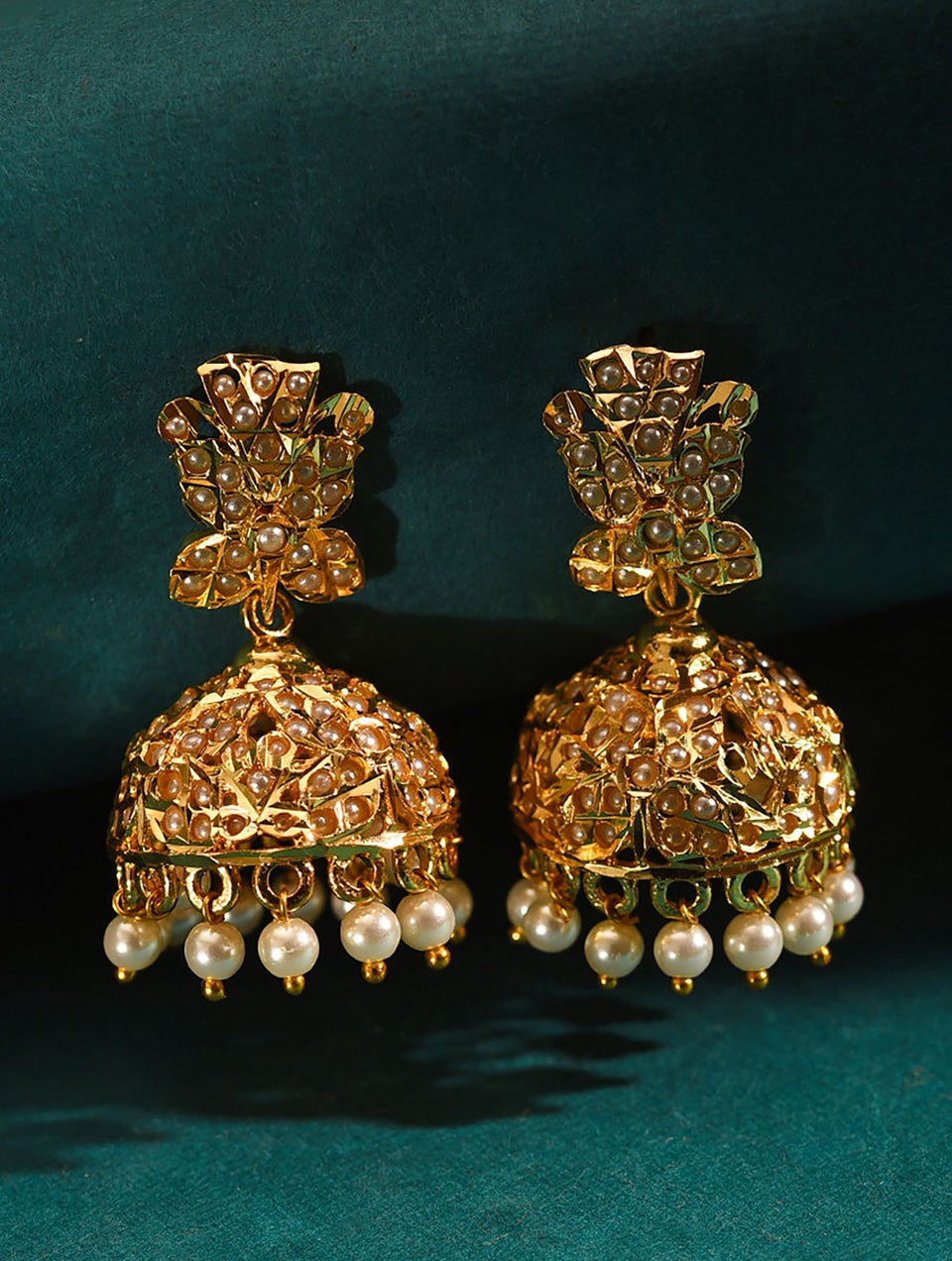 Women Gold Push Back Brass Jhumki