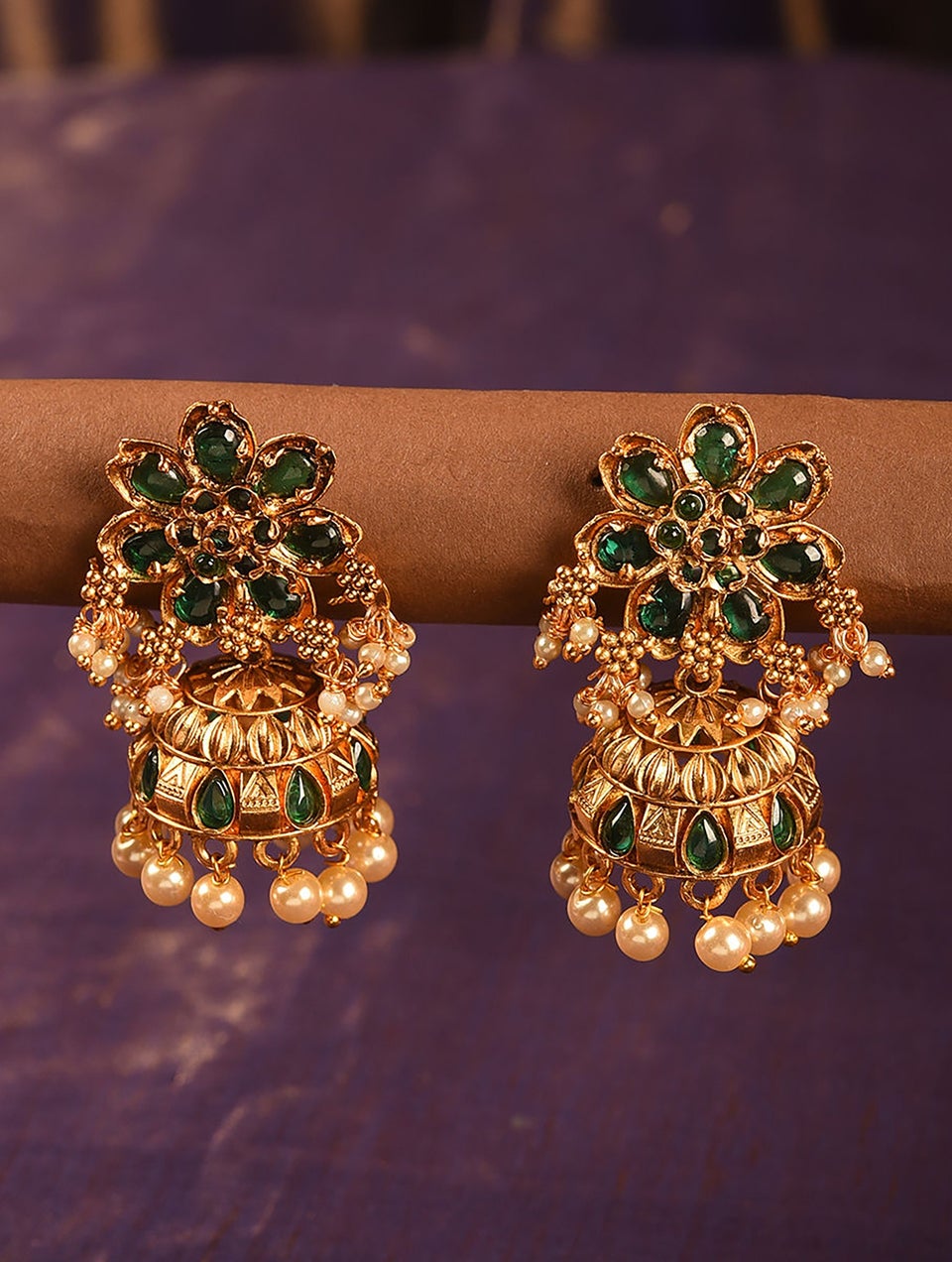 Women Gold Push Back Brass Jhumki