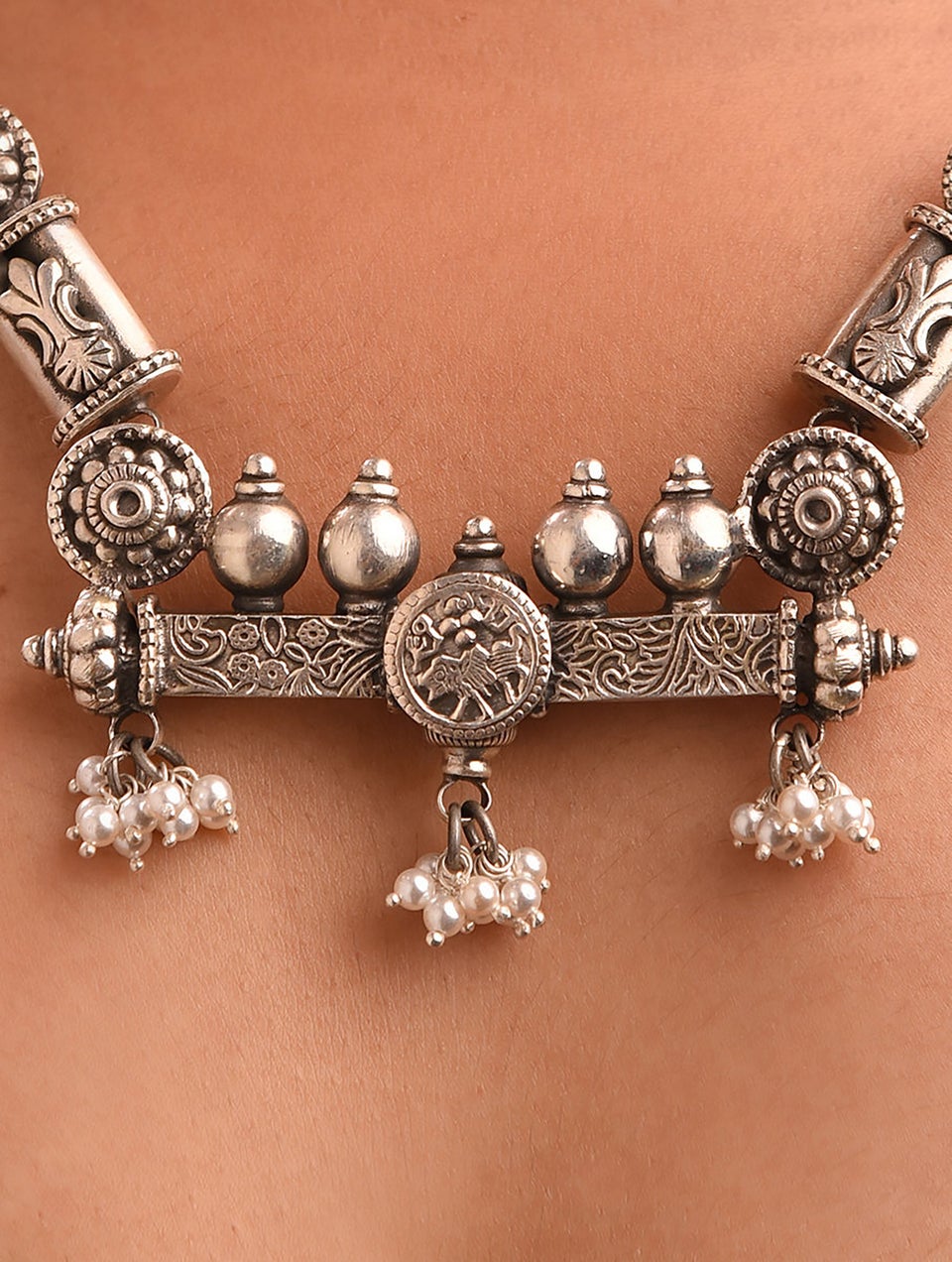 Women Tribal Silver Necklace