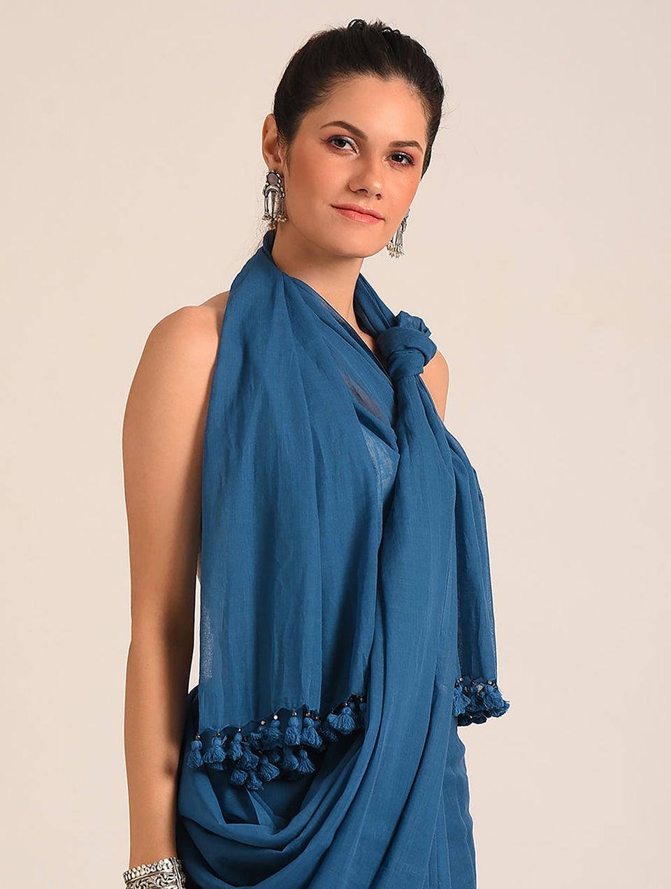 Women Blue Handwoven Cotton Sarees