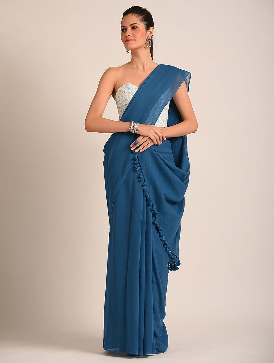 Women Blue Handwoven Cotton Sarees