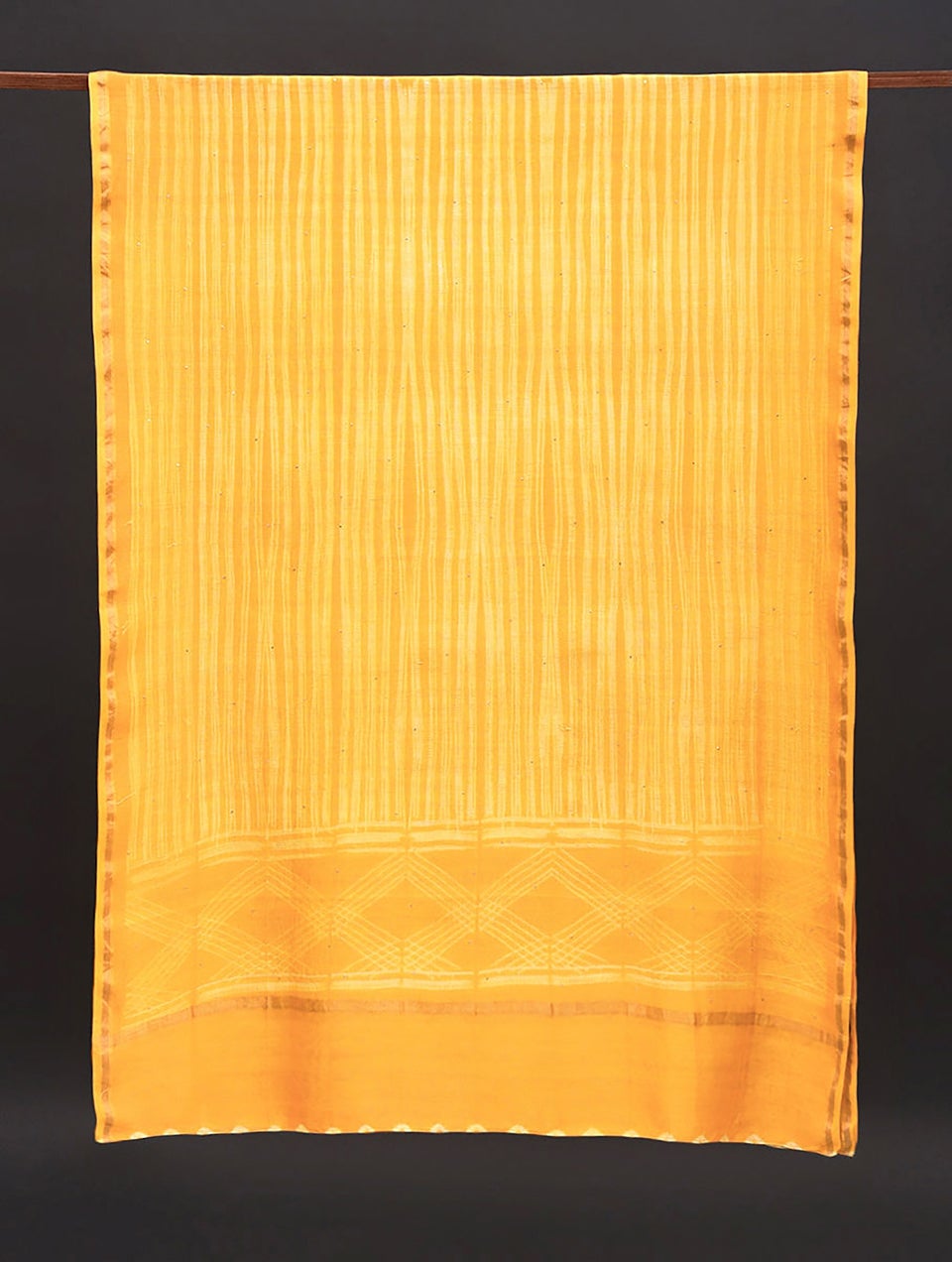Women Mustard Shibori Chanderi Dupatta With Mukaish