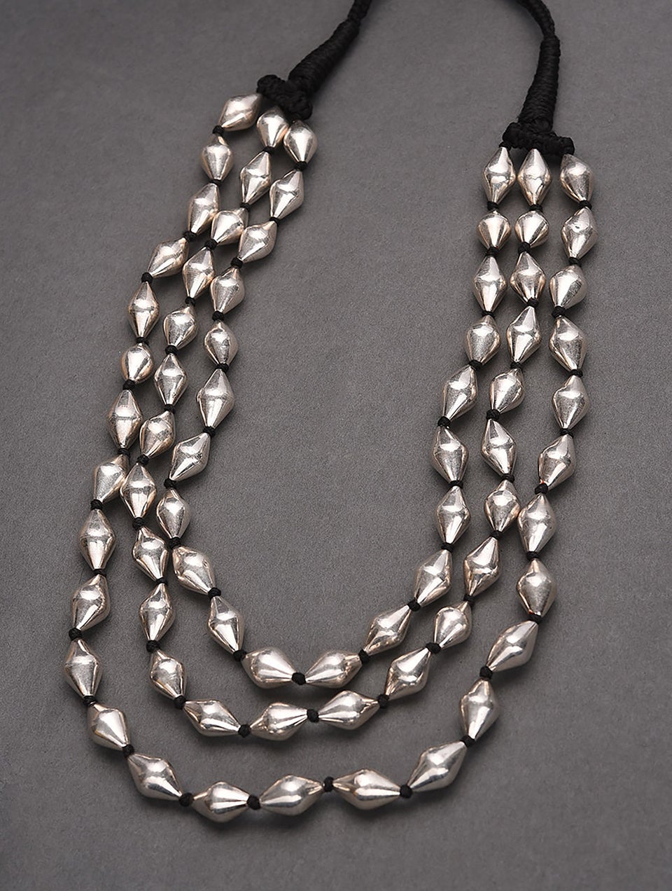 Women Tribal Silver Dholki Necklace