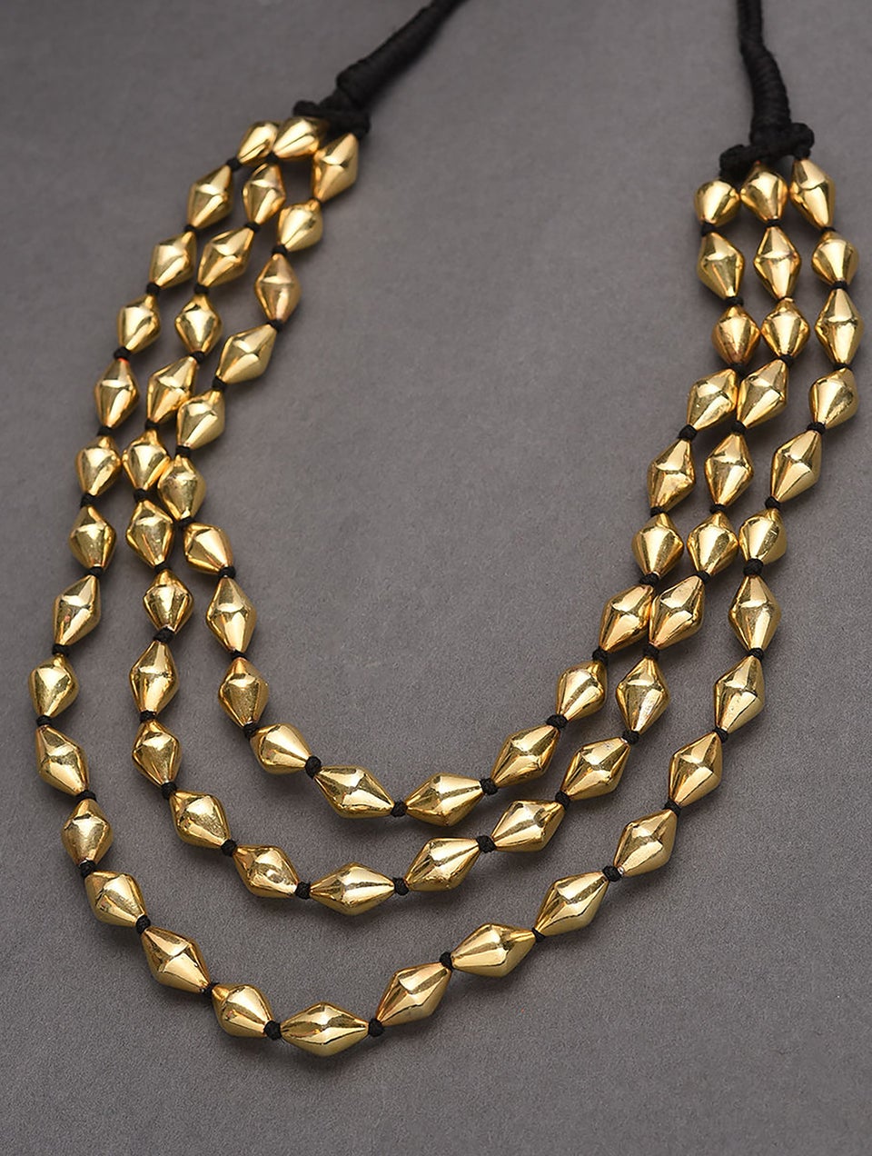Women Gold Tone Tribal Silver Dholki Necklace