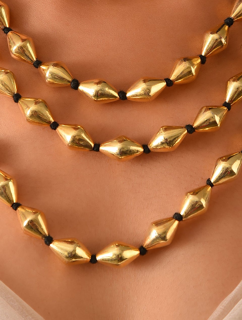 Women Gold Tone Tribal Silver Dholki Necklace