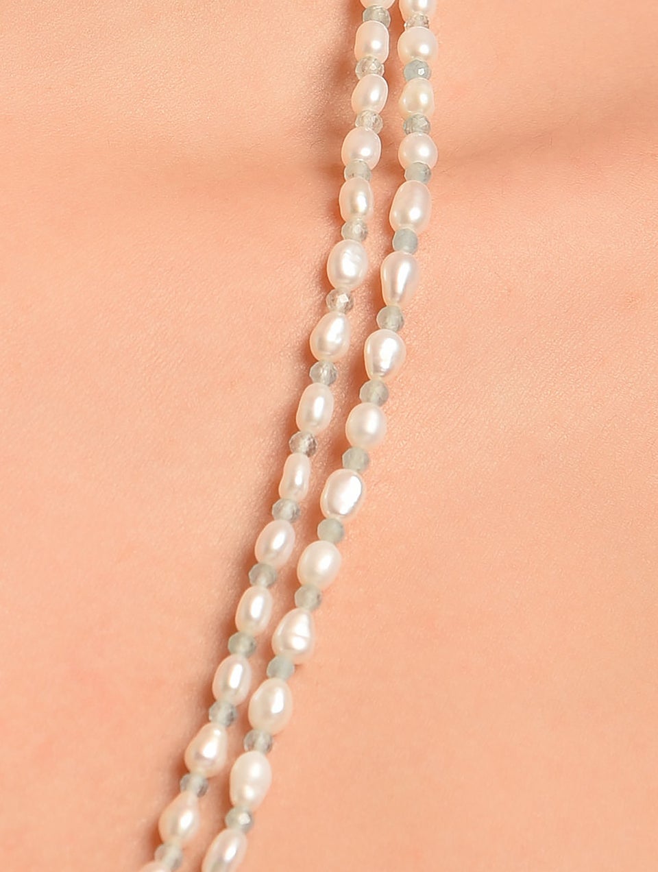 Women Freshwater Pearls Necklace With Aquamarinne
