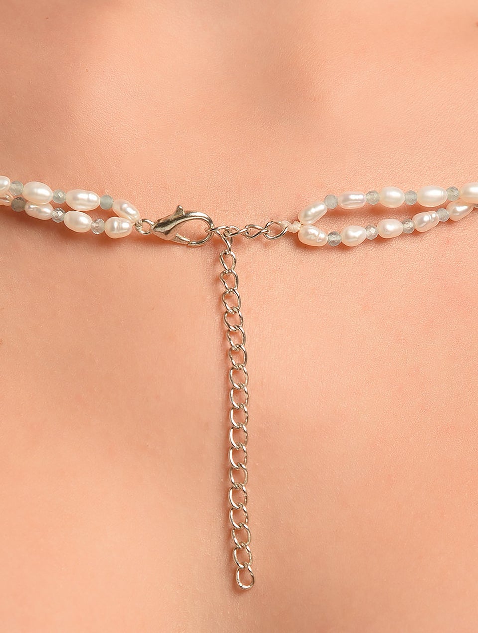 Women Freshwater Pearls Necklace With Aquamarinne