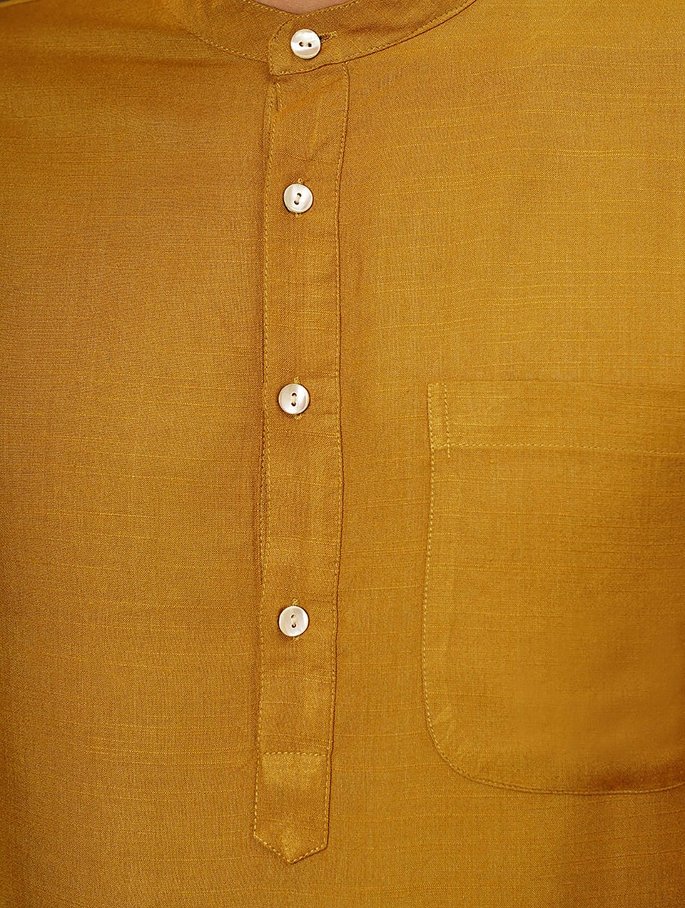 Men Mustard Yellow Silk Blend Regular Fit Kurta - 38