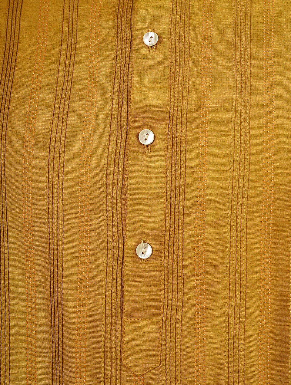 Men Mustard Silk Viscose Pintuck Short Kurta - 38