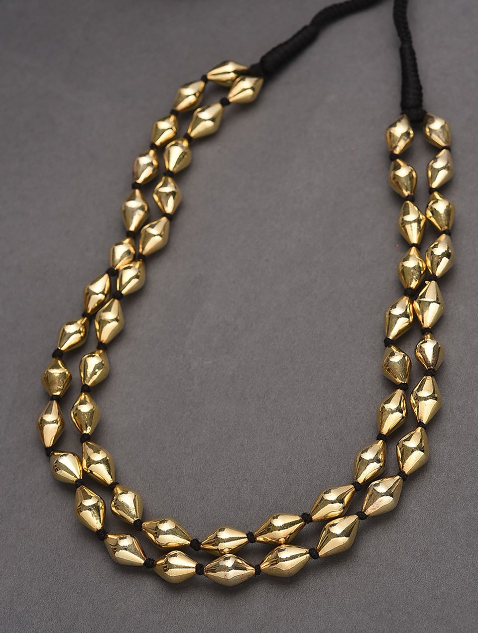Women Gold Tone Tribal Silver Dholki Necklace