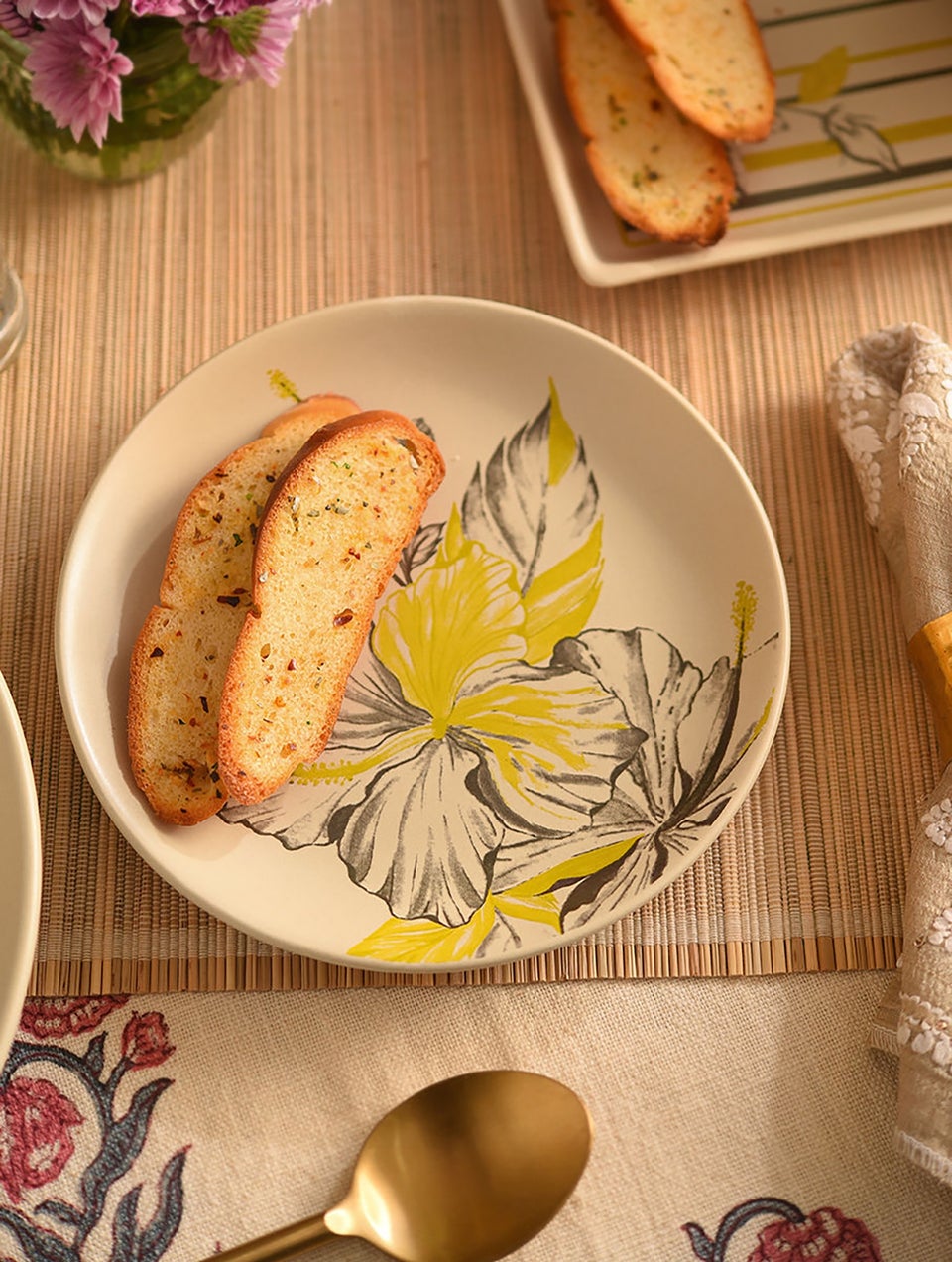 Hibiscus Printed Stoneware Side Plate