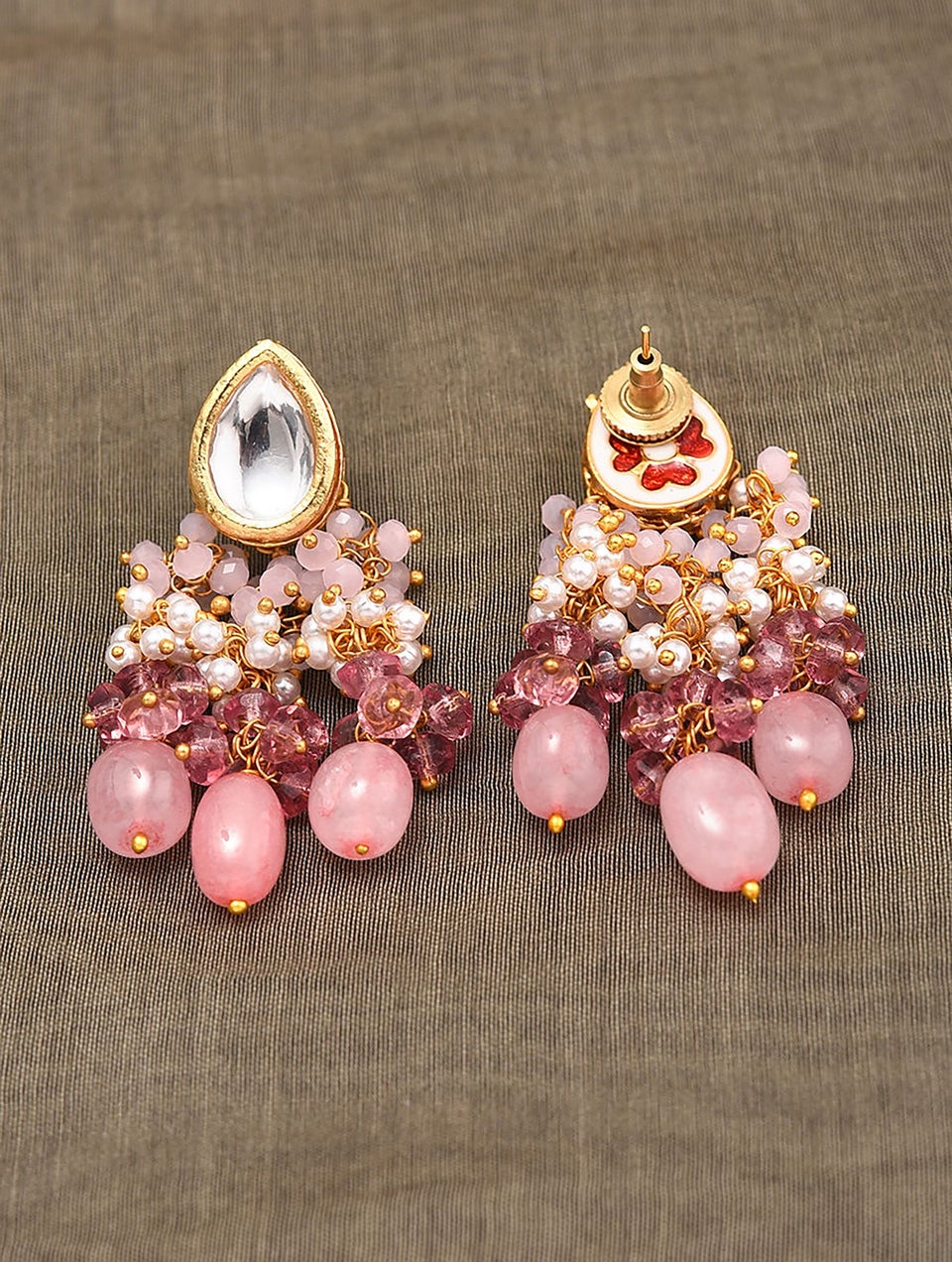 Pink Gold Tone Earrings