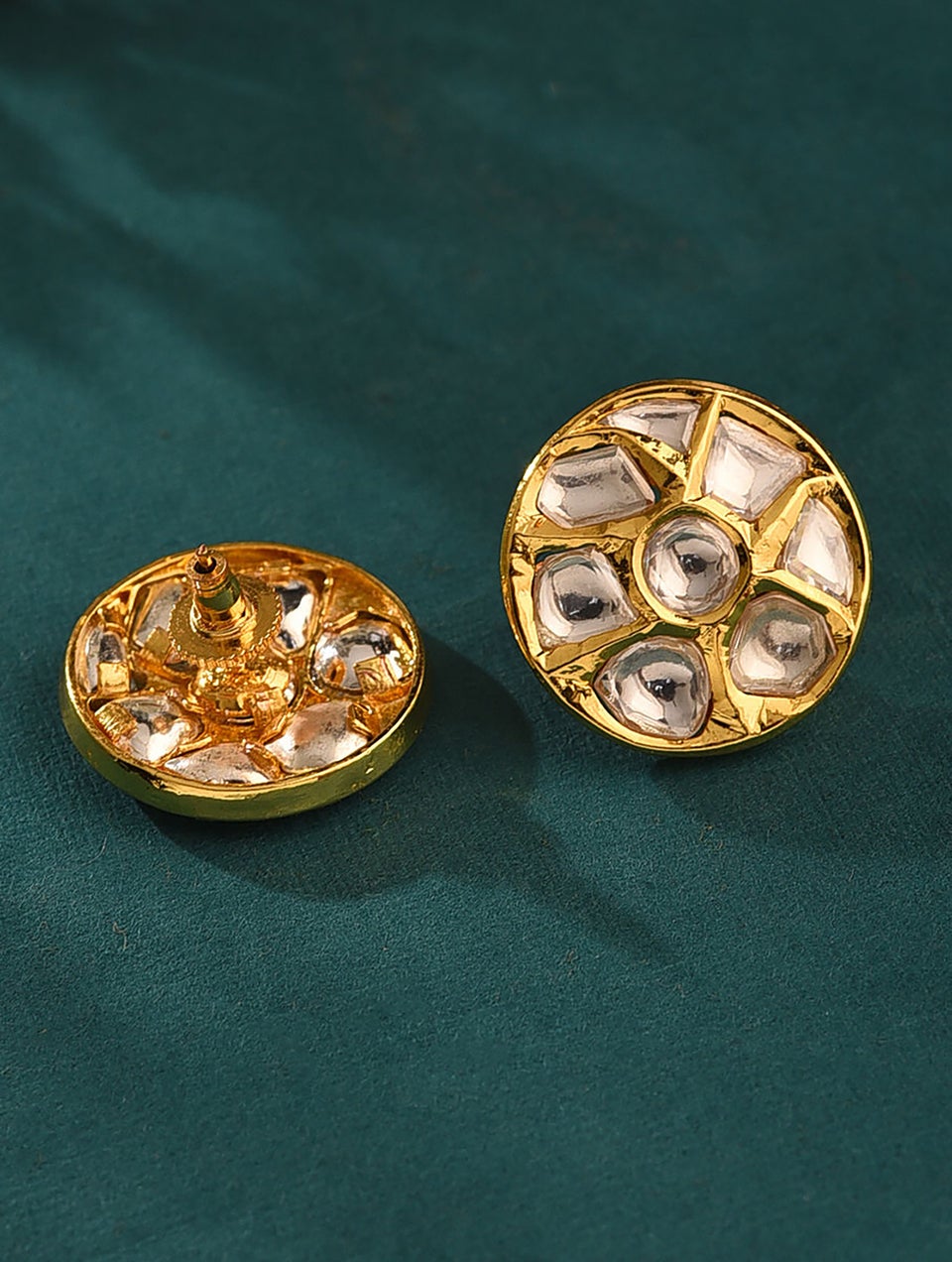 Women Gold Push Back Brass Studs
