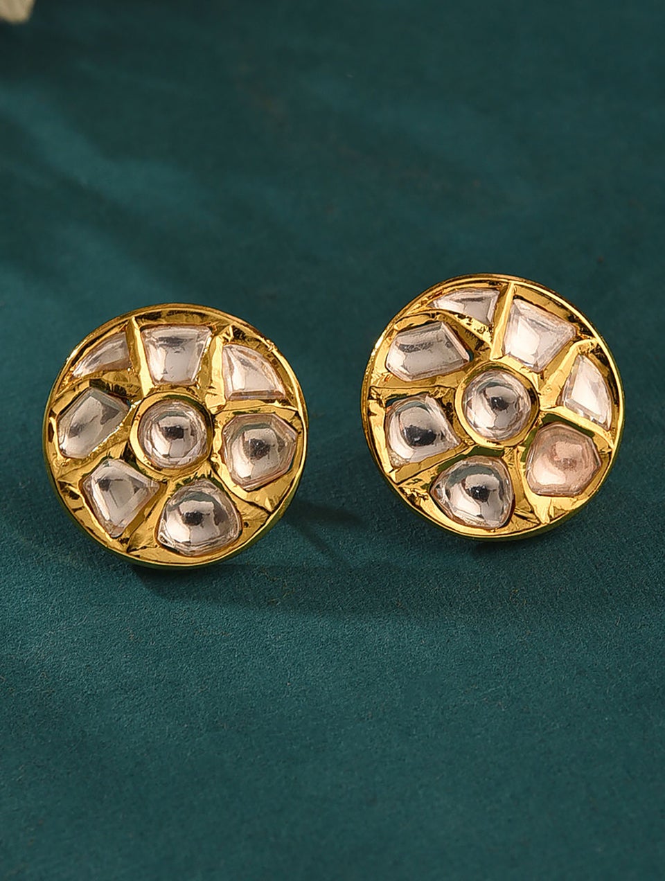 Women Gold Push Back Brass Studs