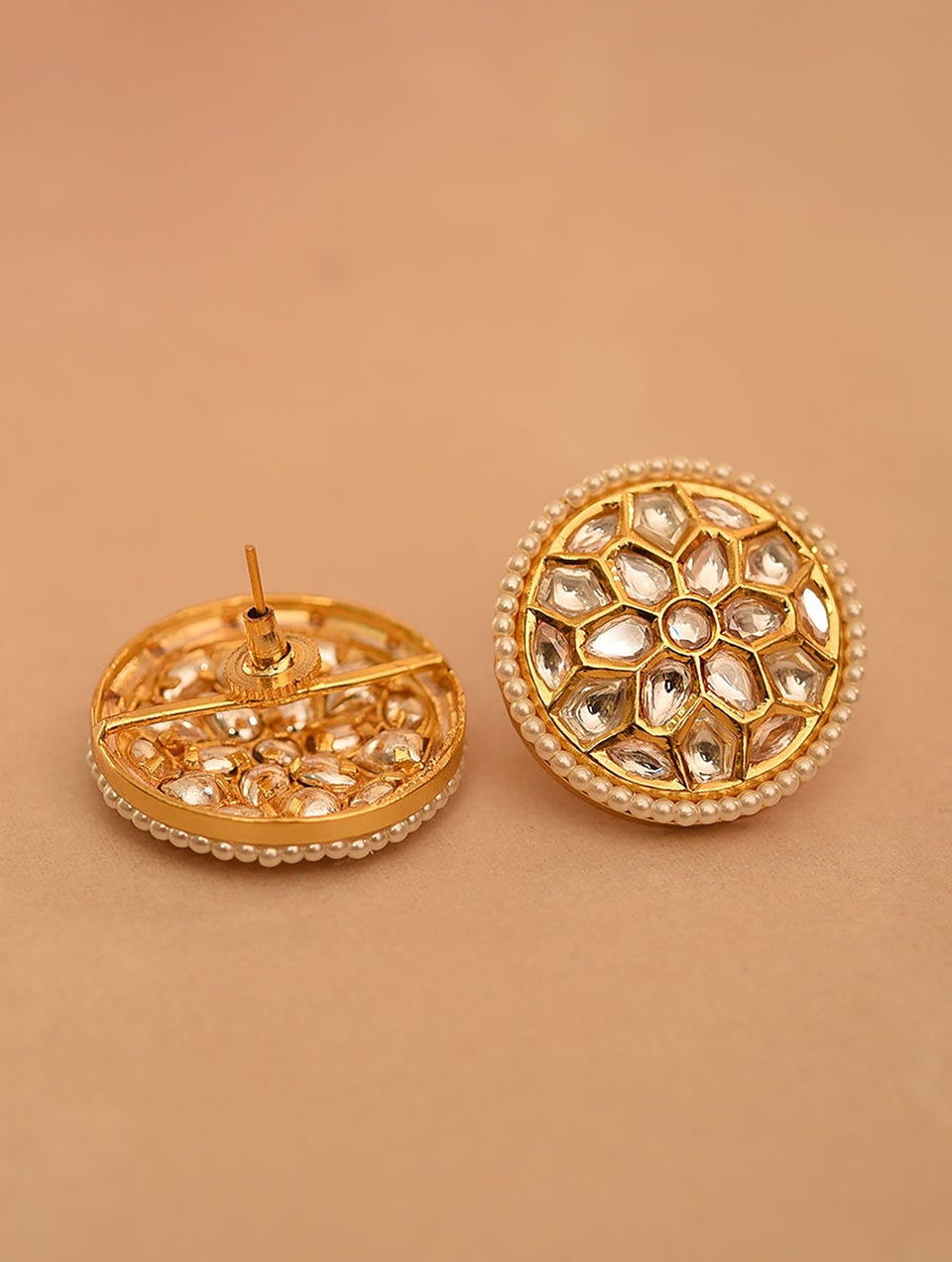Women Gold Push Back Brass Studs