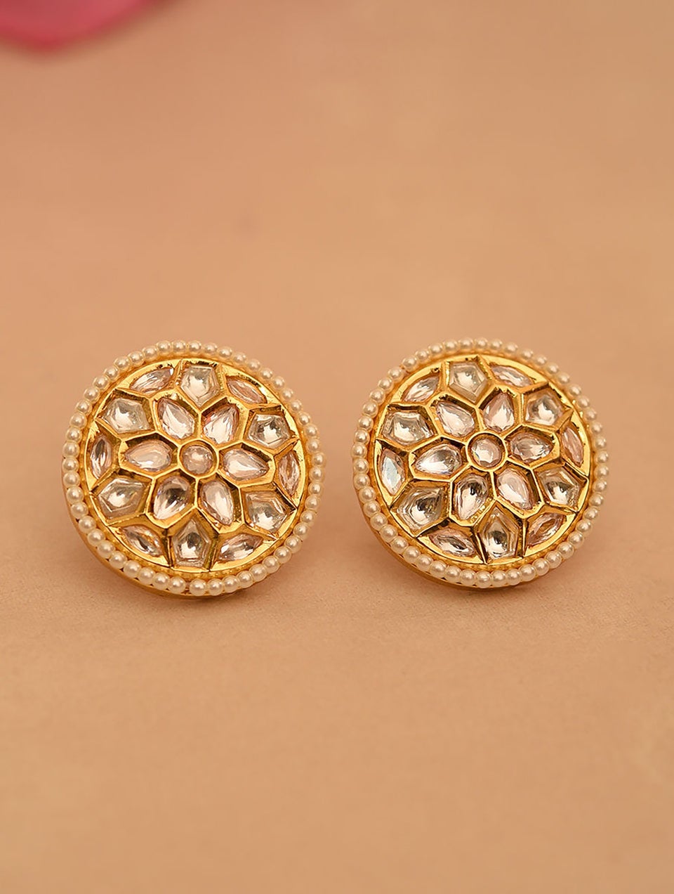 Women Gold Push Back Brass Studs