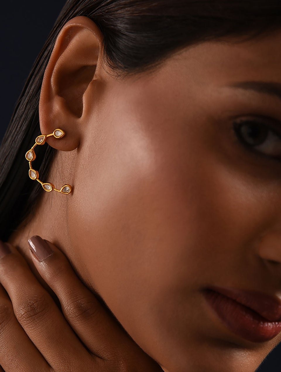 Women Gold Push Back Brass Studs