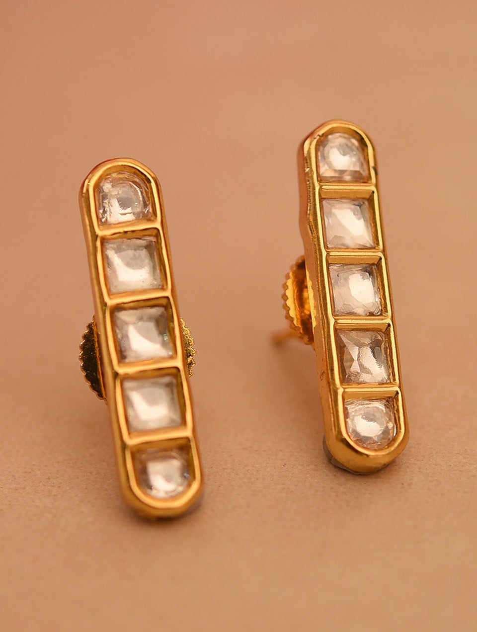 Women Gold Push Back Brass Studs