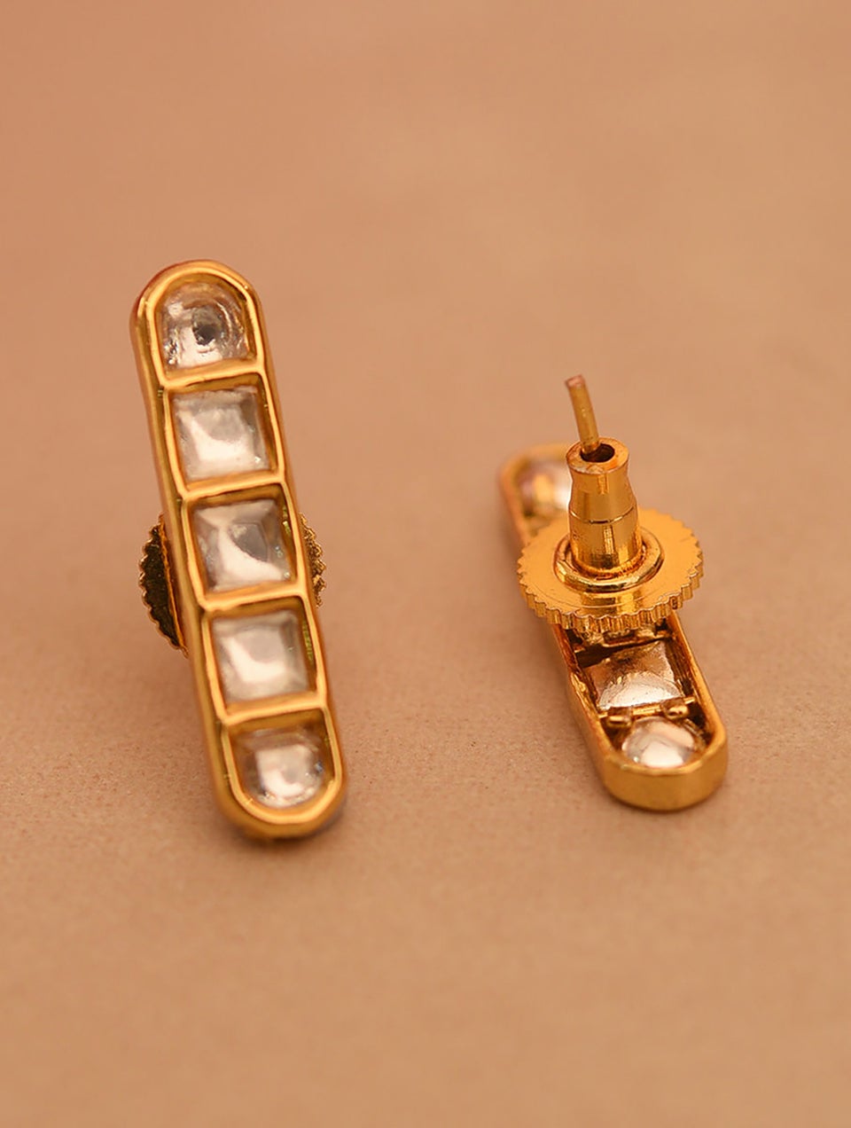 Women Gold Push Back Brass Studs