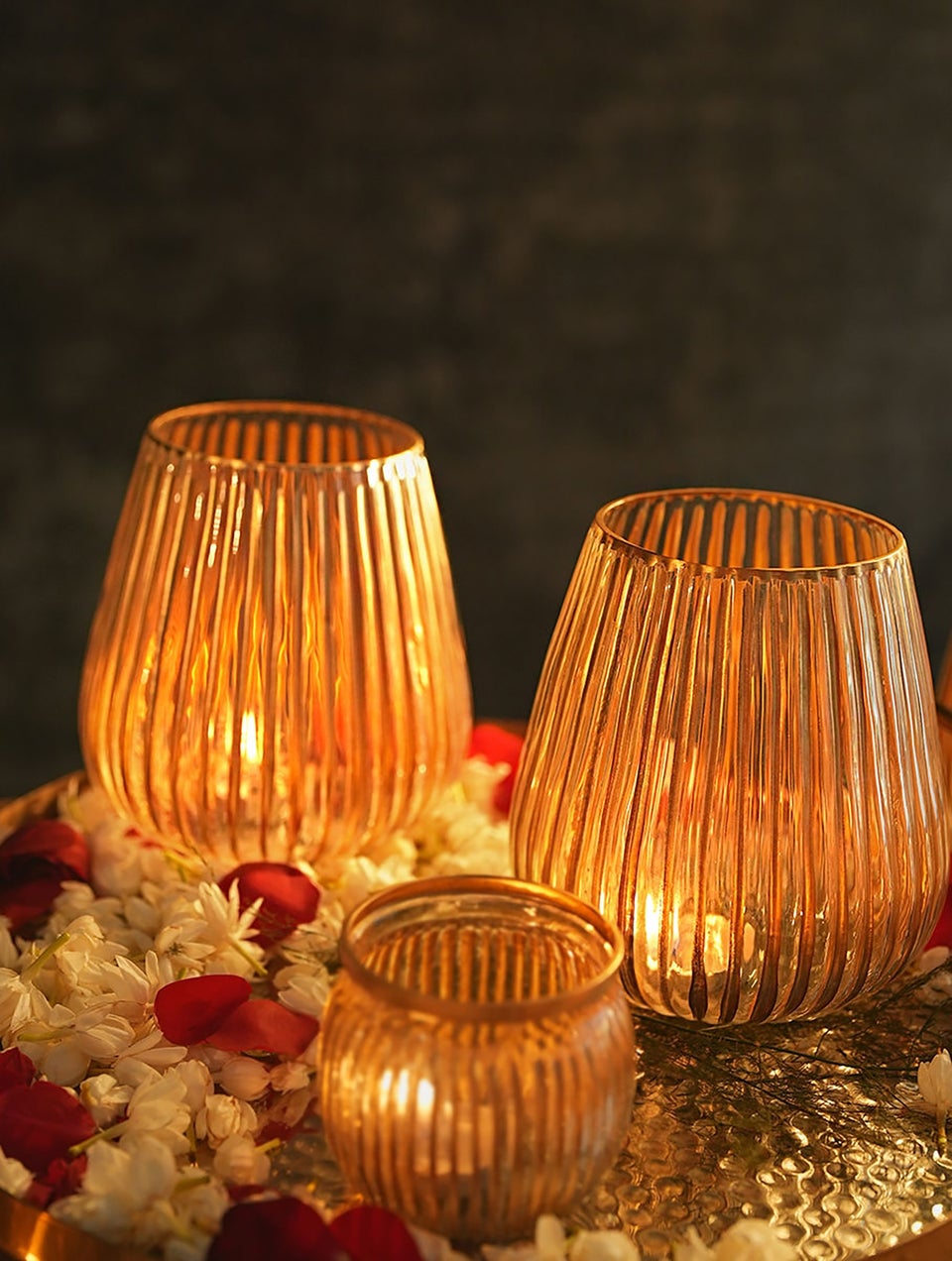 Golden Festive Glass Votives