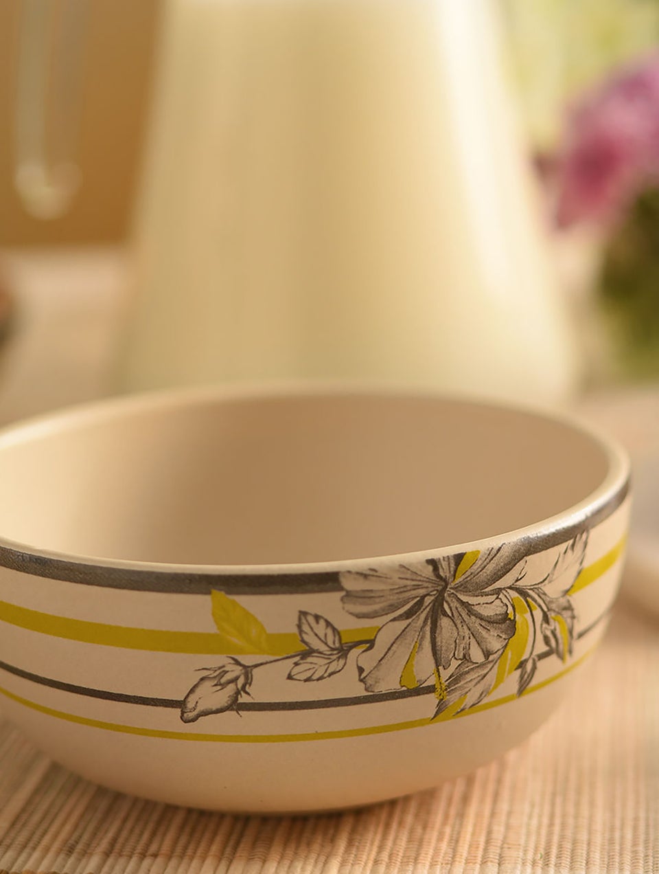 Hibiscus Printed Stoneware Cereal Bowl