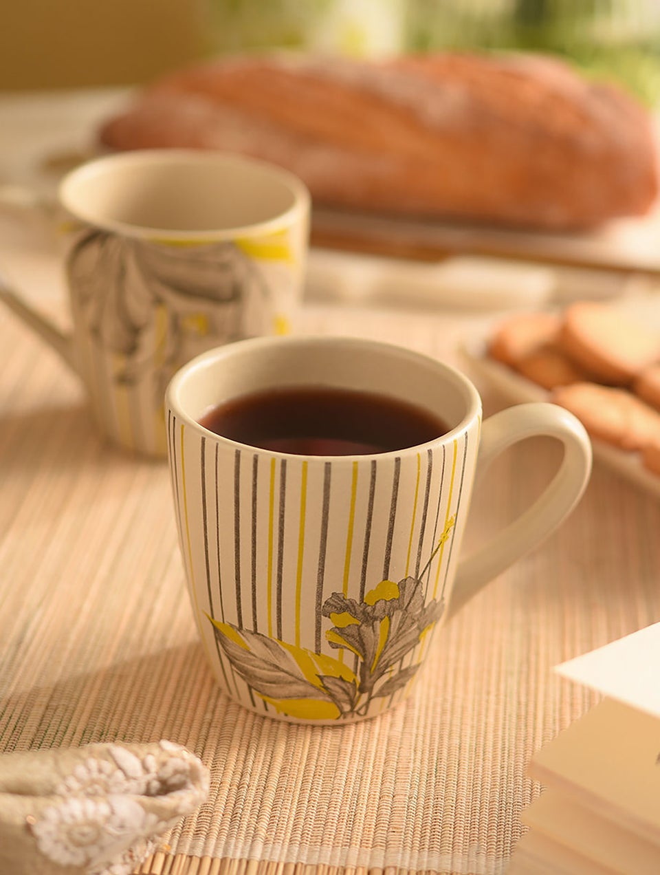 Hibiscus Printed Stoneware Coffee Mug
