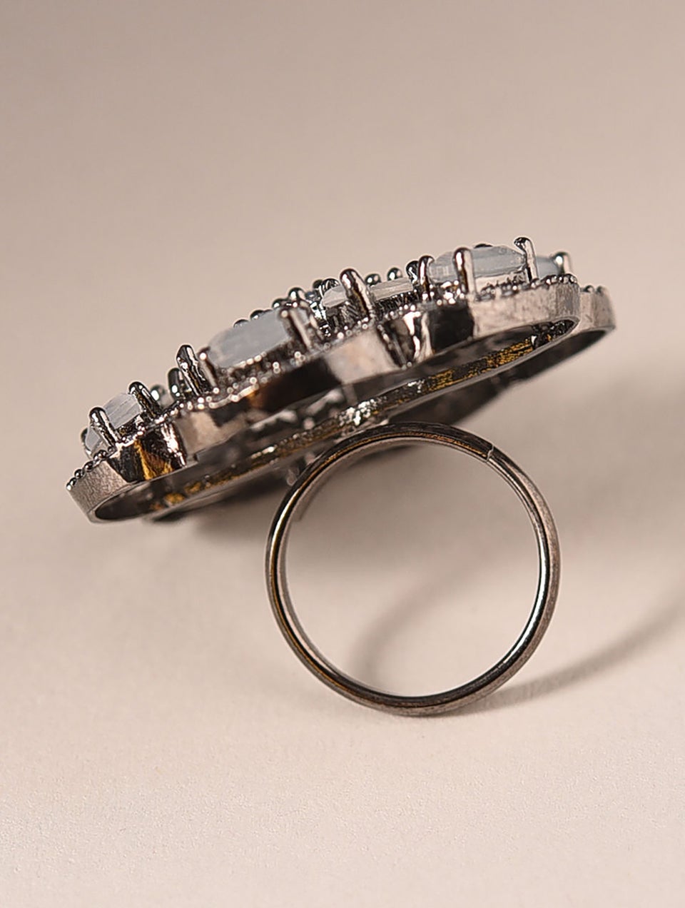 Grey Silver Tone Victorian Ring