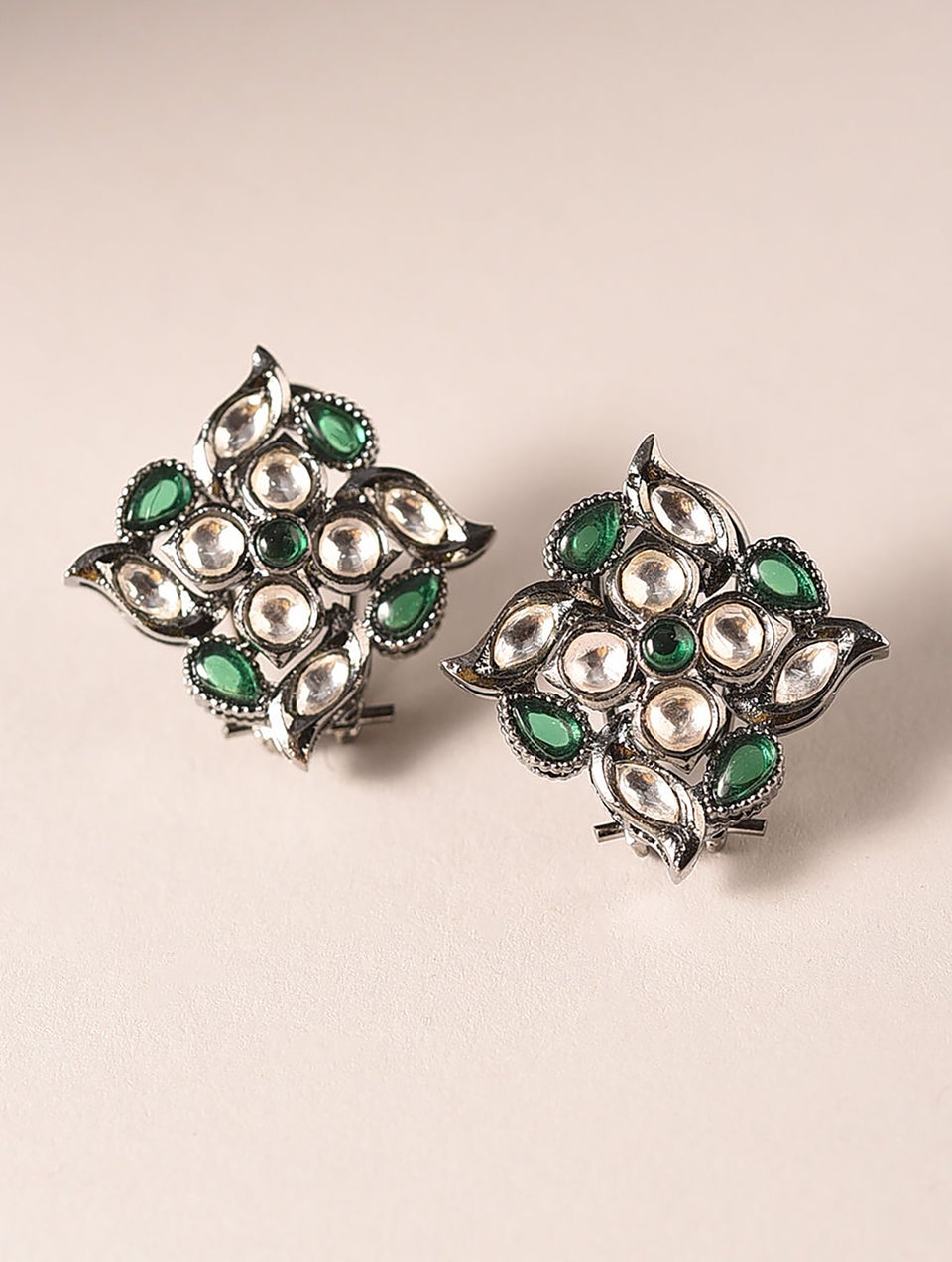 Women Silver Push Back Brass Studs