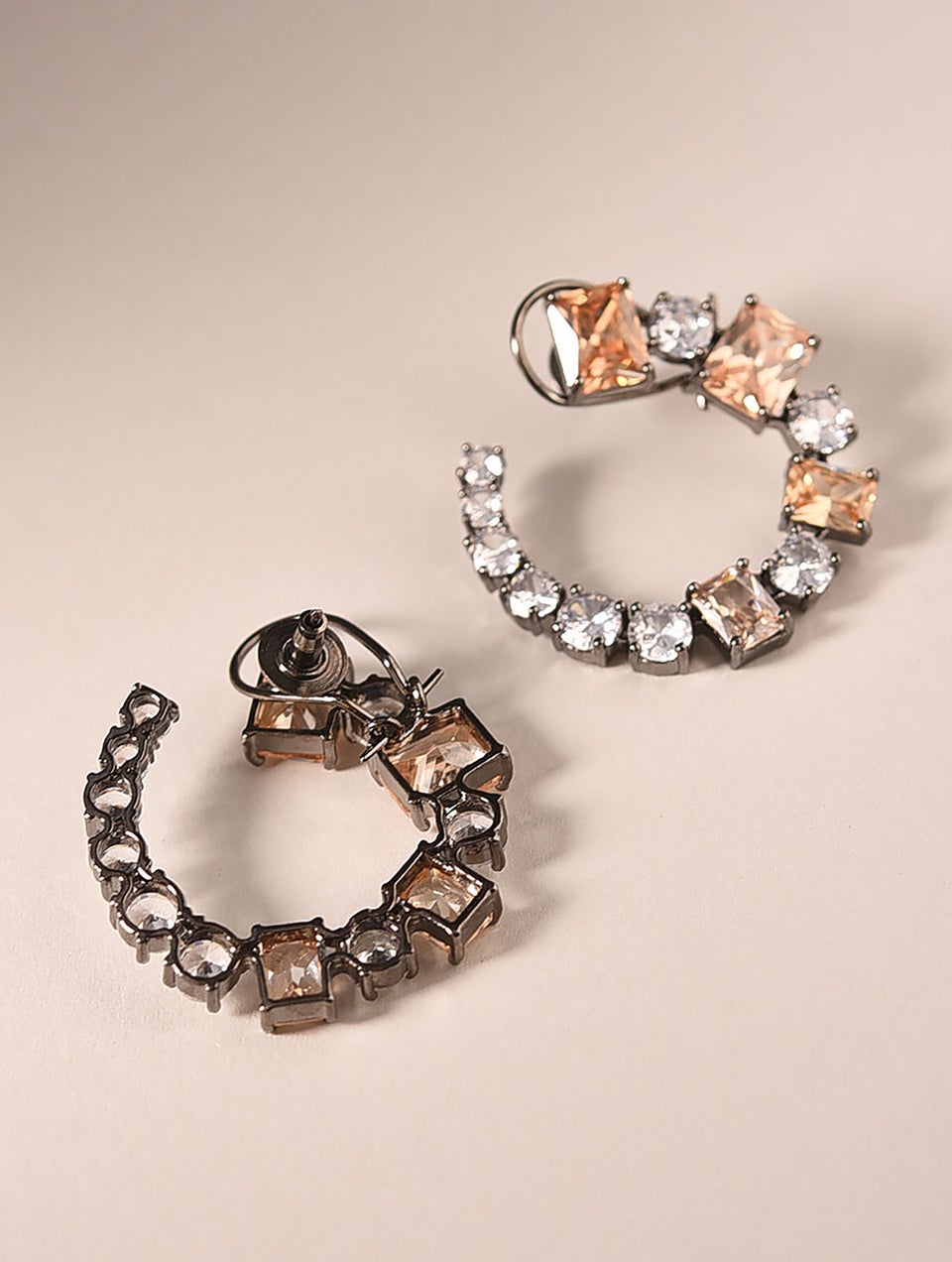 Women Peach Silver Tone Victorian Earrings