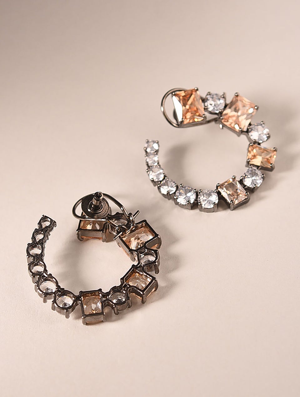Women Silver Push Back Brass Studs