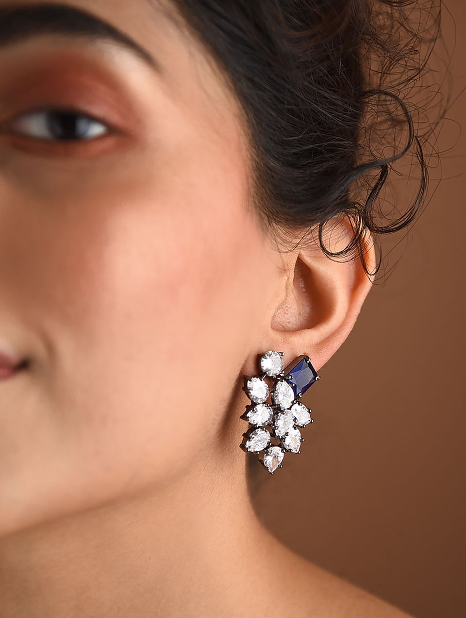 Women Silver Push Back Brass Studs