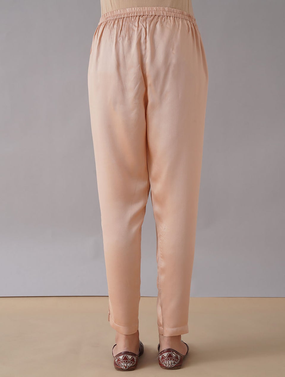 Nude Pink Elasticated Waist Modal Pants - XS