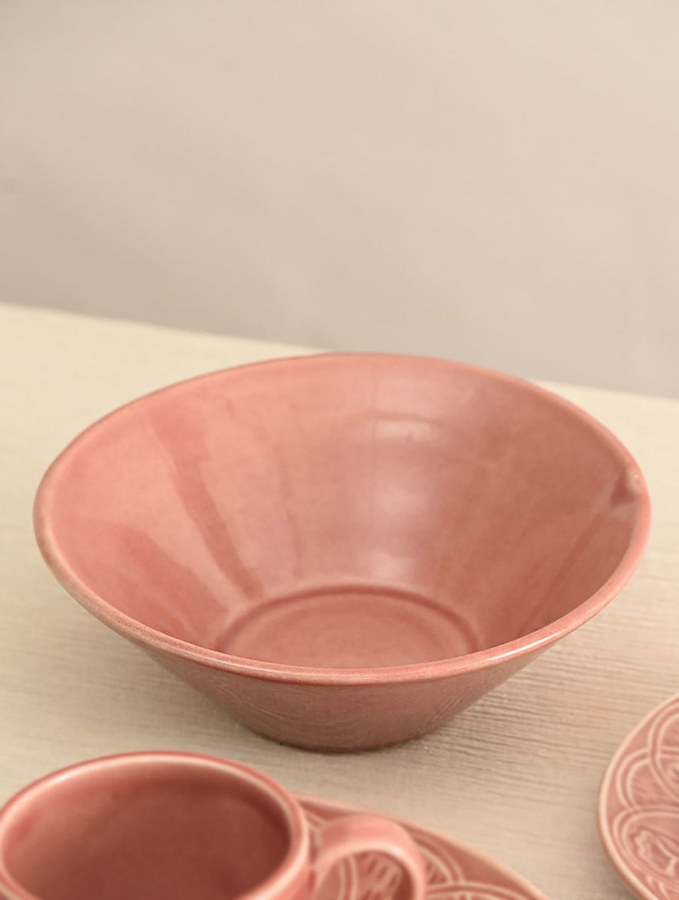 Pink Ceramic Serving Bowl