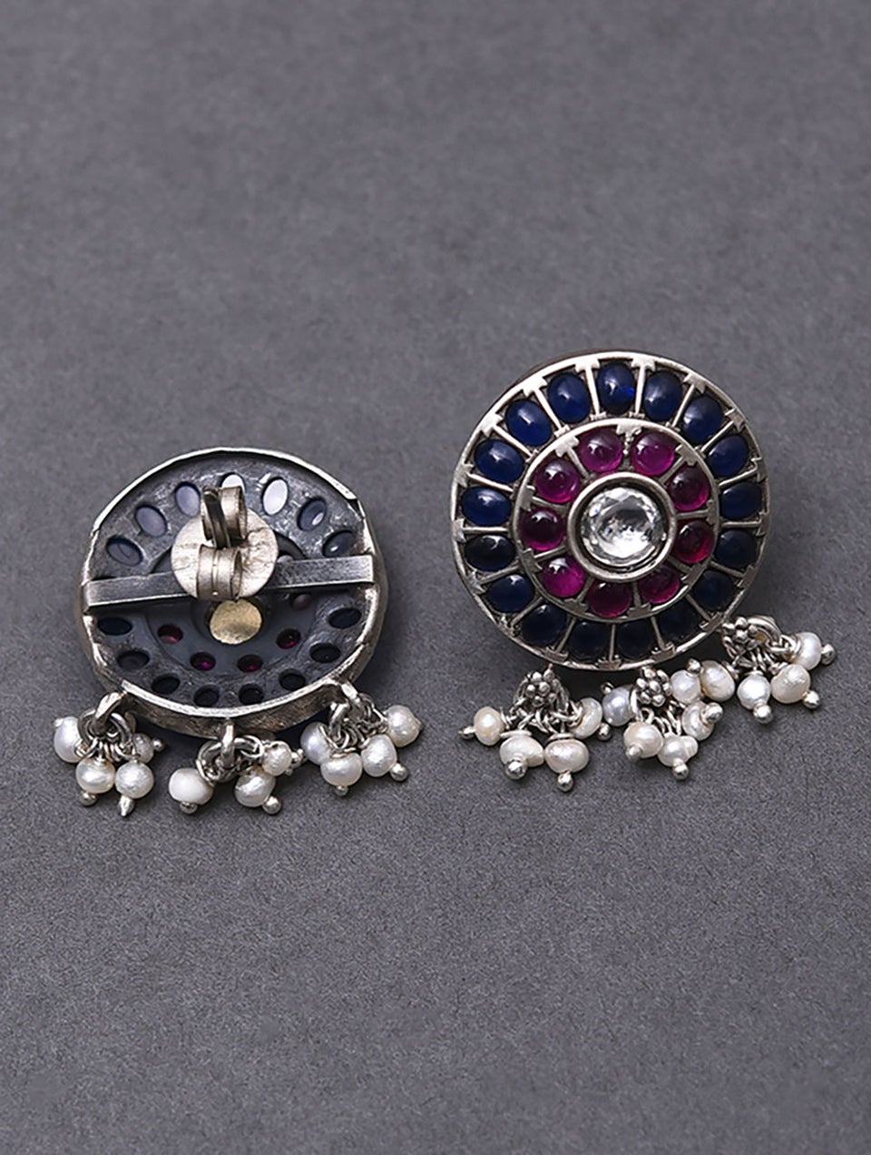 Women Silver Push Back Silver Studs